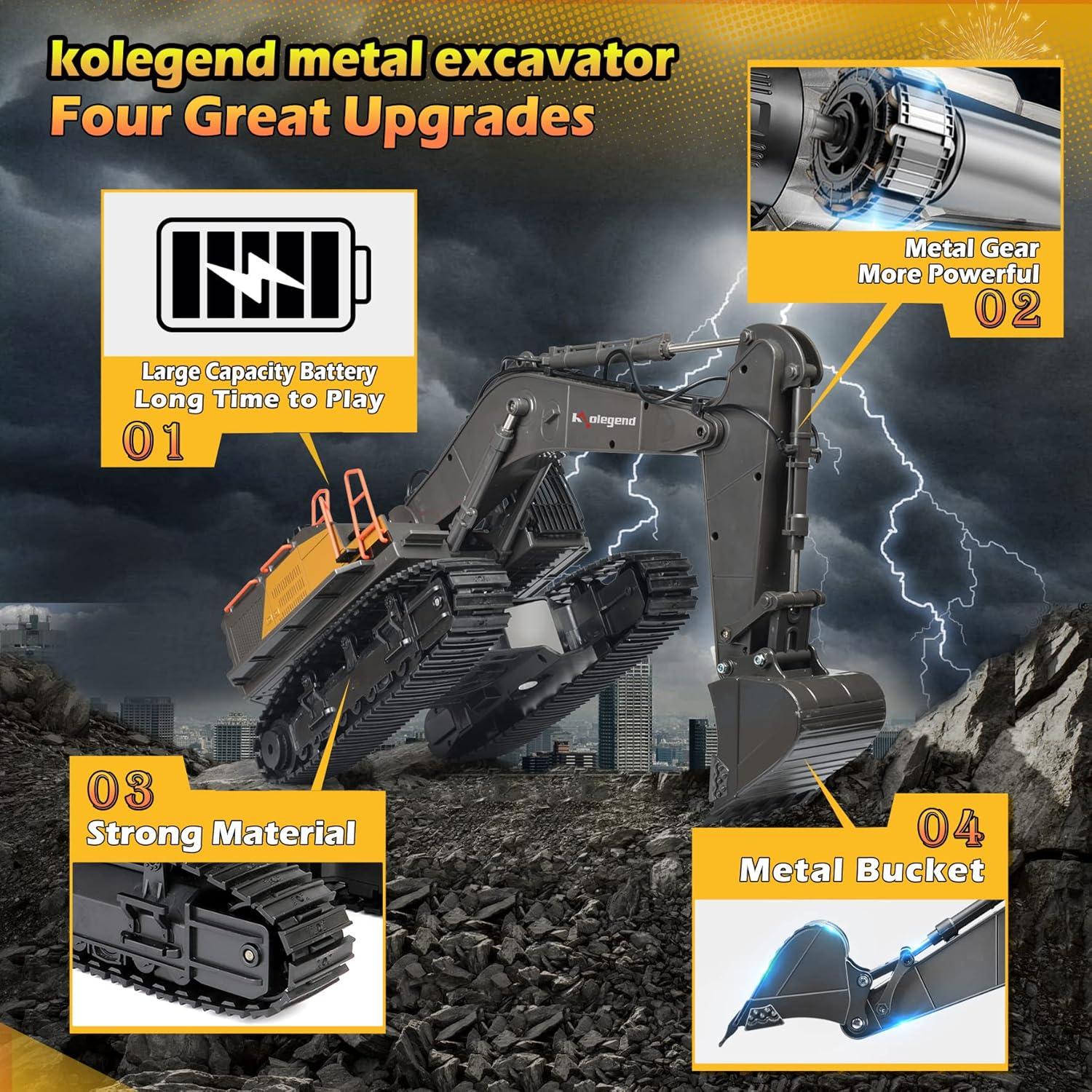 Excavadora RC Kolegend 1:14 Metal 22 Canales Control Remoto