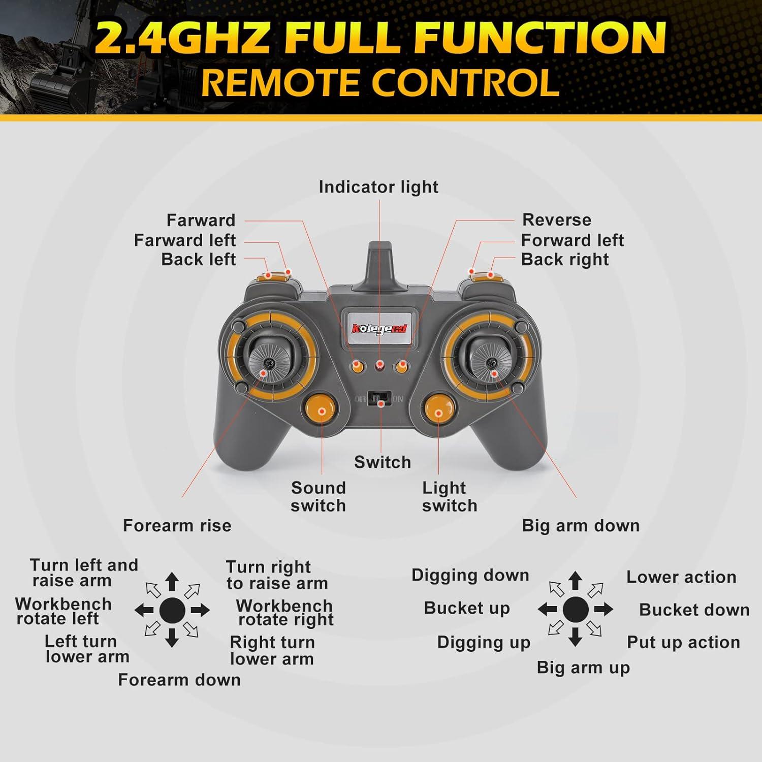 Excavadora RC Kolegend 1:14 Metal 22 Canales Control Remoto