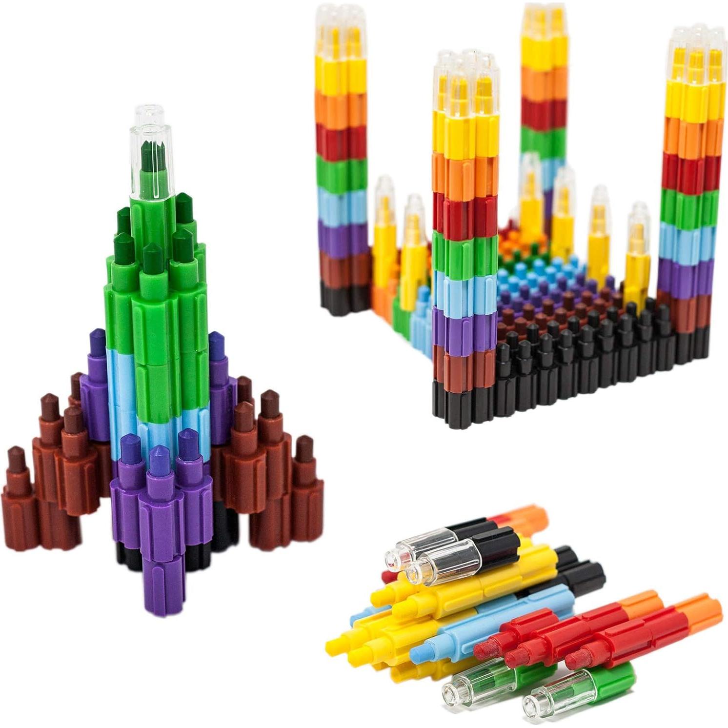 Crayones Apilables Huji 8 Colores Construibles para Niños