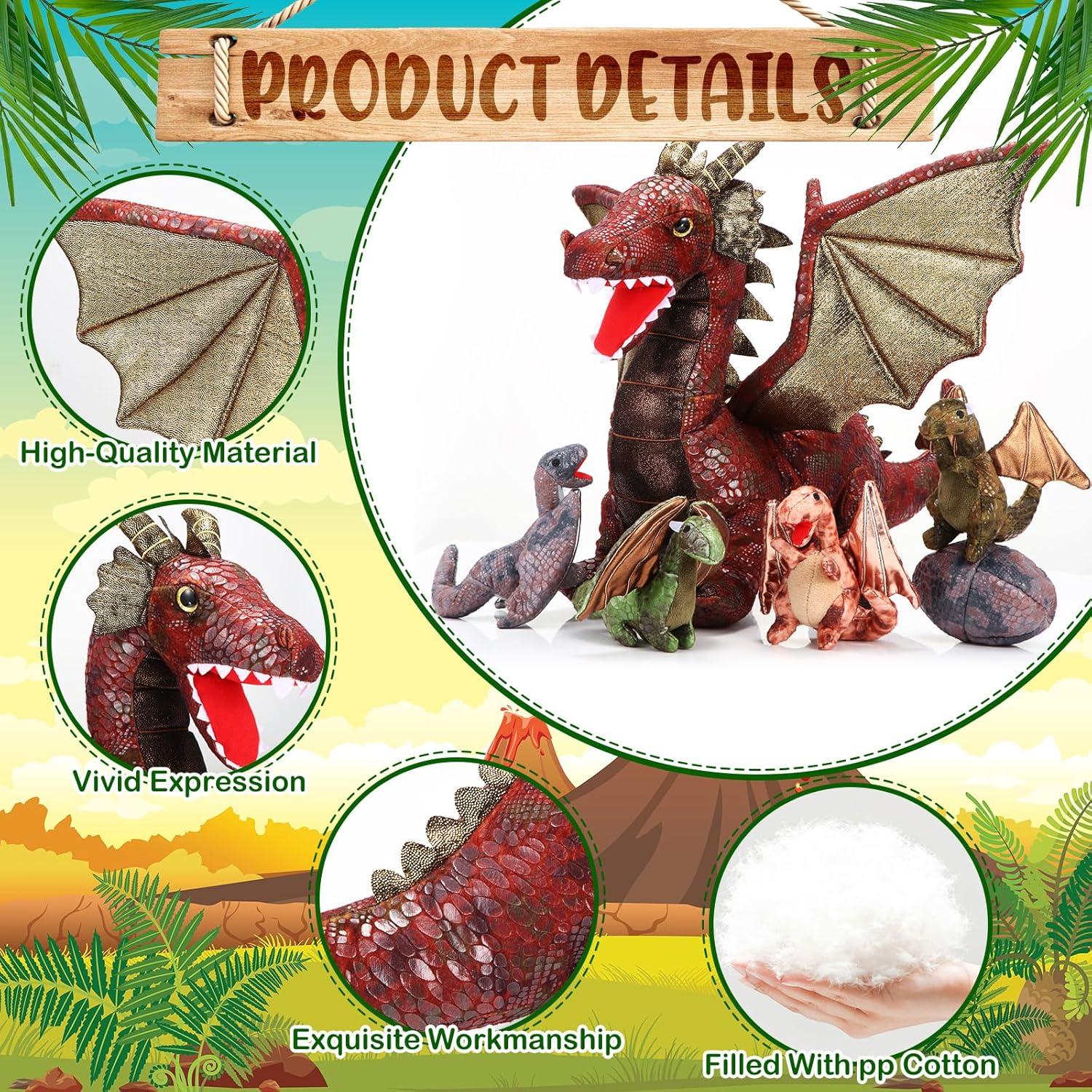 Conjunto de Juguetes de Dragón Deekin 7 Piezas 40 cm Peluche