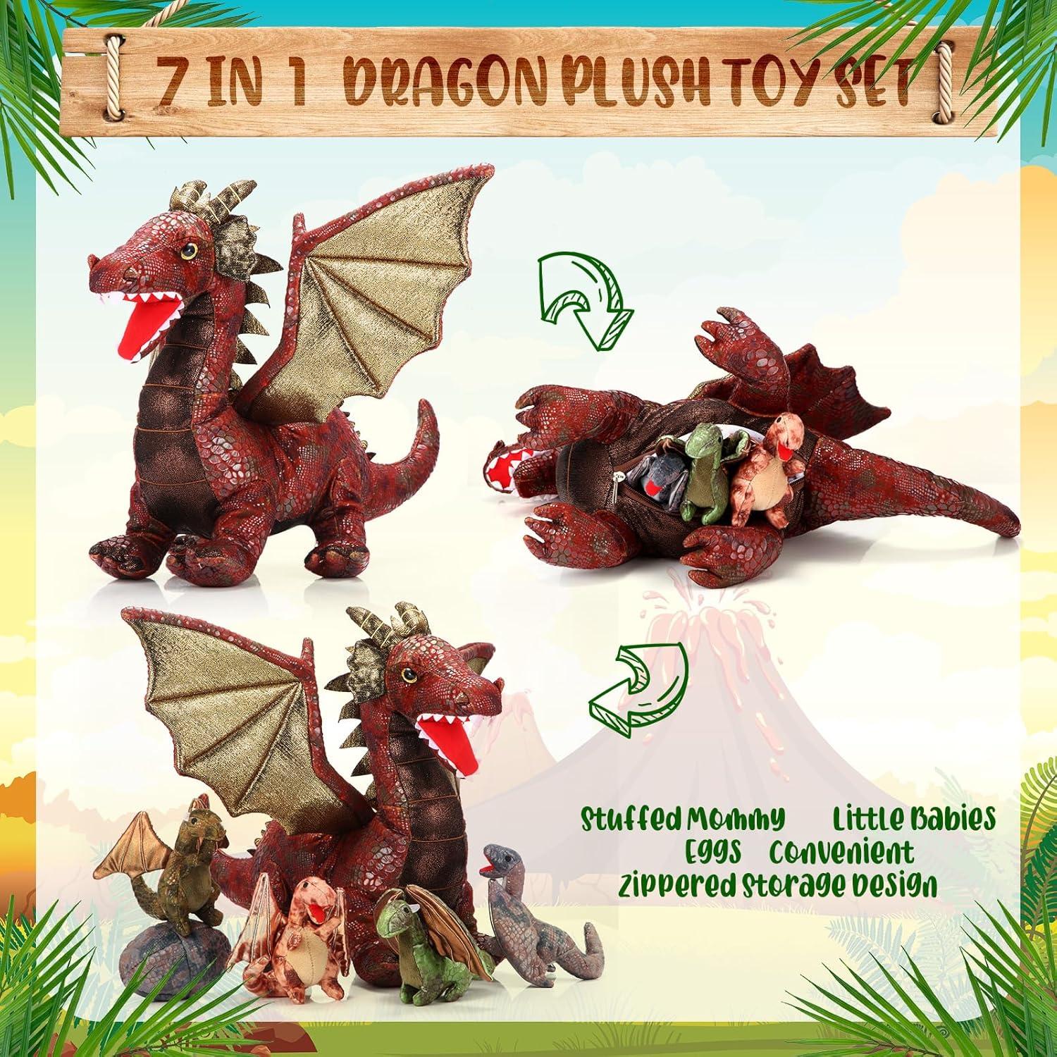 Conjunto de Juguetes de Dragón Deekin 7 Piezas 40 cm Peluche