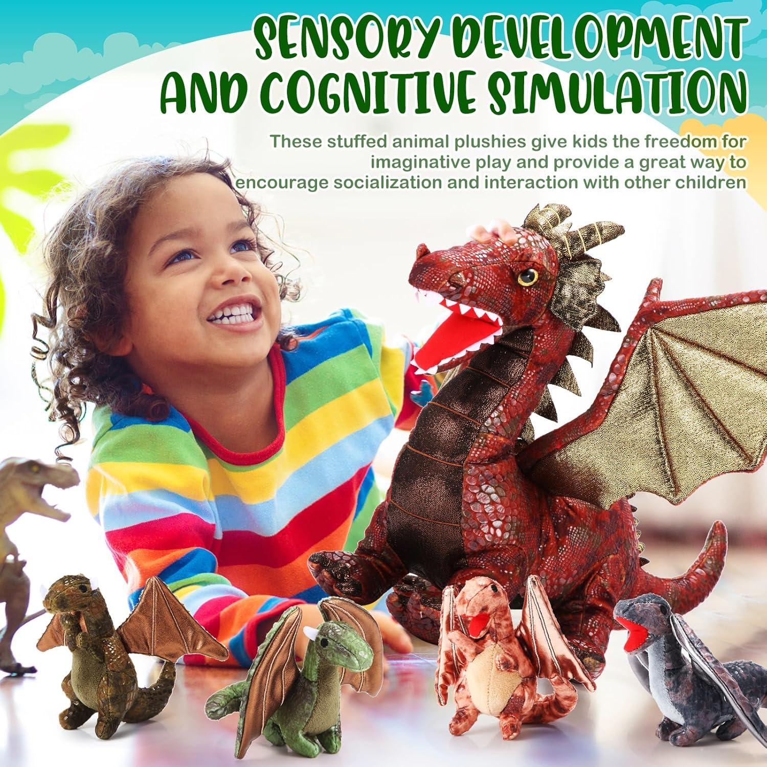 Conjunto de Juguetes de Dragón Deekin 7 Piezas 40 cm Peluche