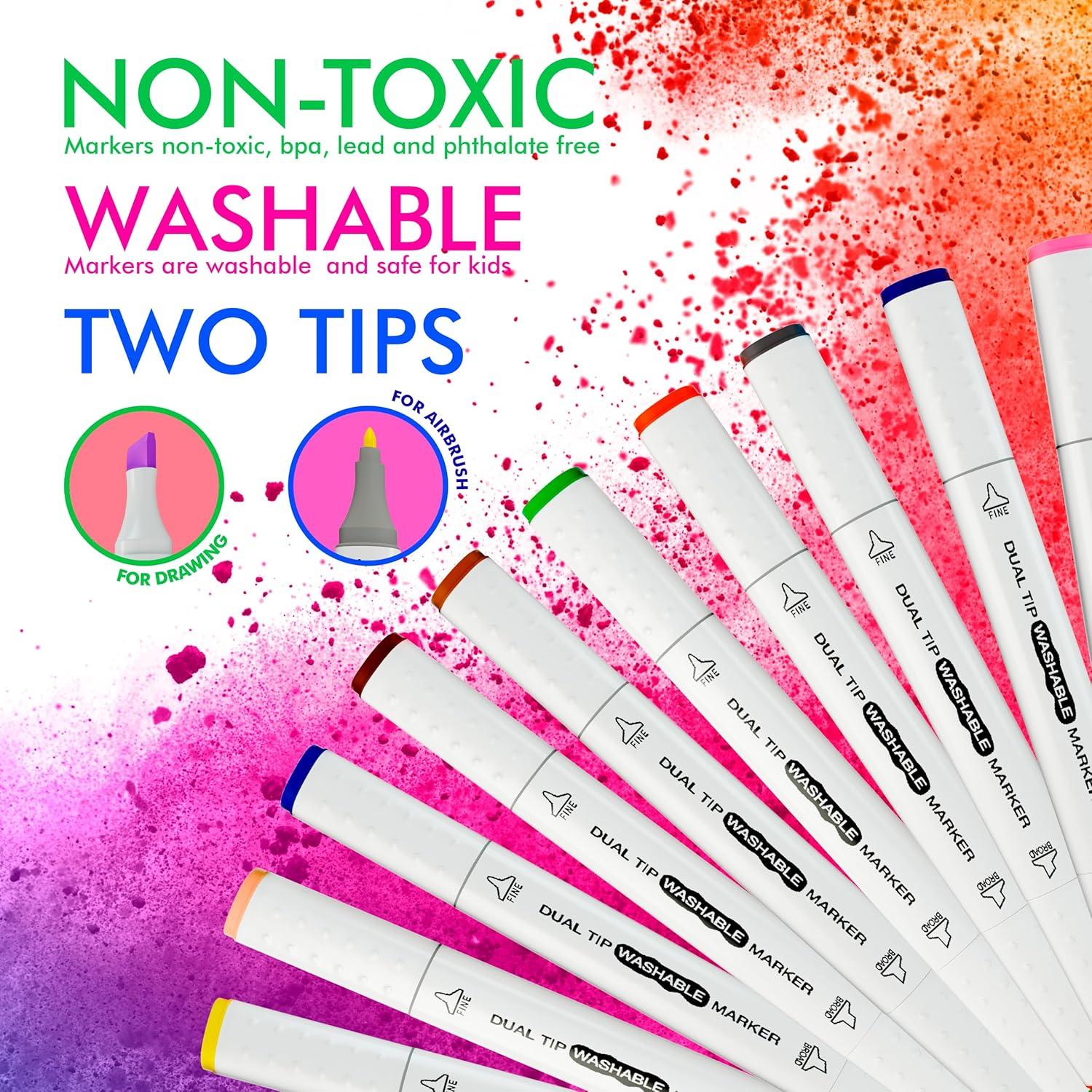 Juego de Marcadores Air Brush Sleepah 12 Colores y 20 Plantillas