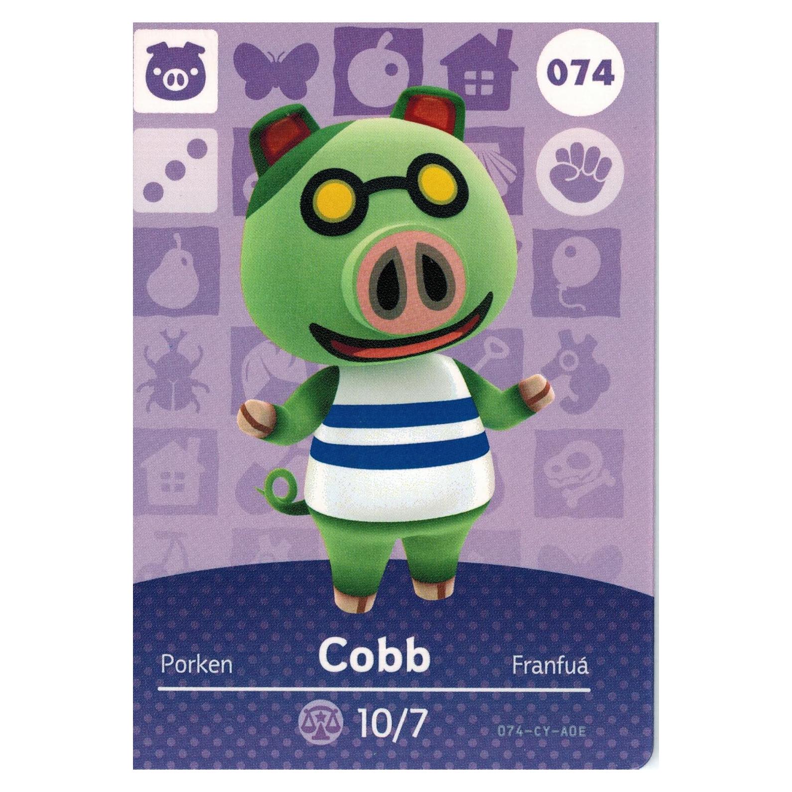 Tarjeta Amiibo Cobb 074/100 Animal Crossing Nintendo