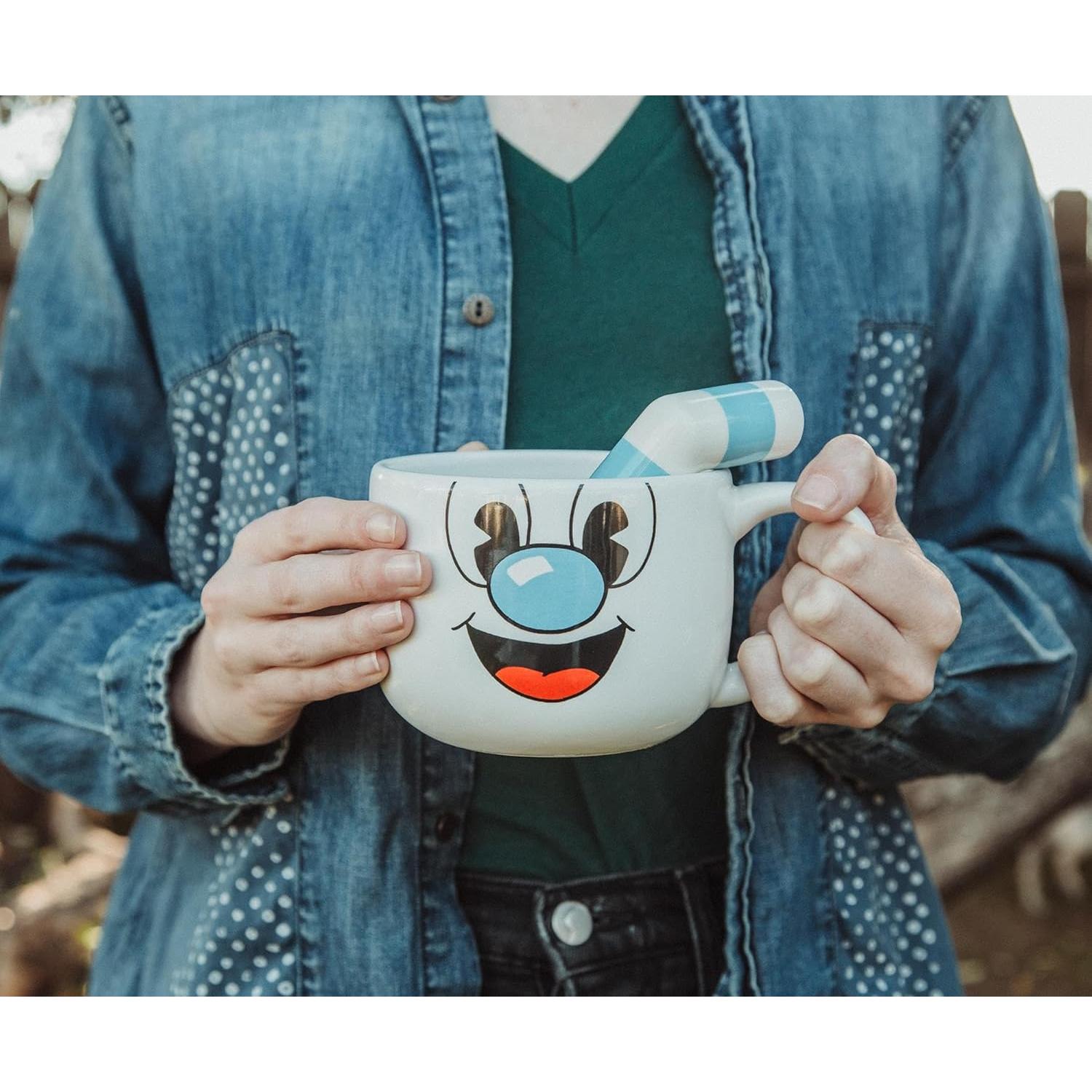 Taza de Cerámica Cuphead Mugman 590 ml con Popote