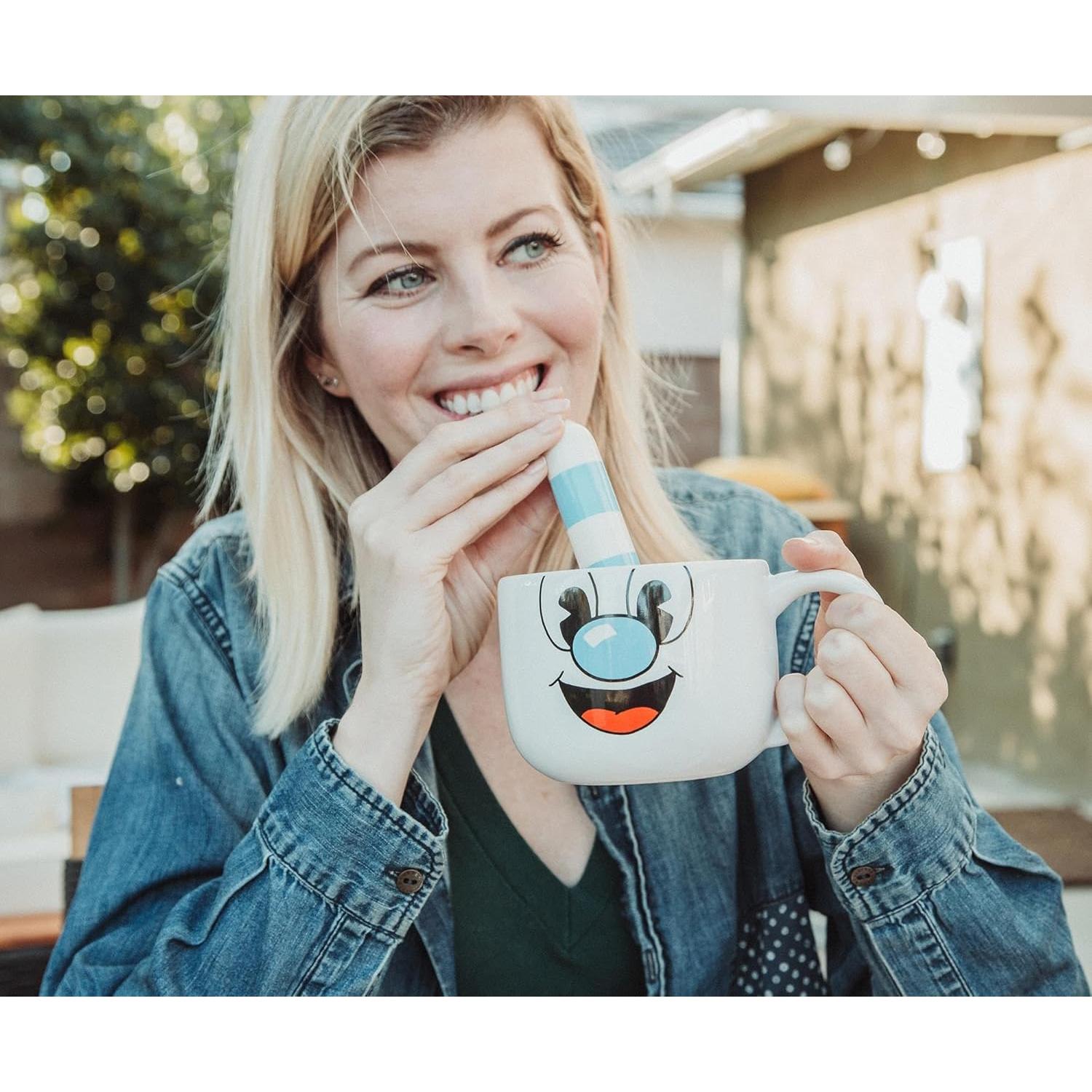 Taza de Cerámica Cuphead Mugman 590 ml con Popote