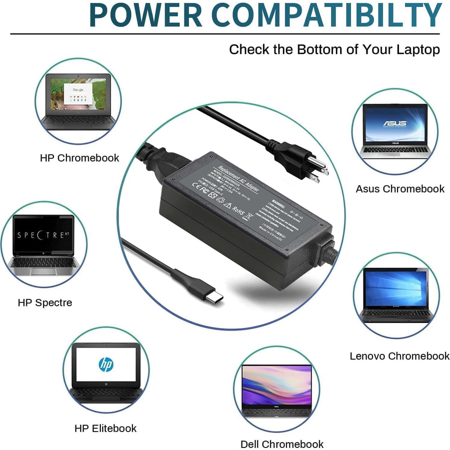 Cargador USB C 45W HP Chromebook X360 14 - Garantía 12 meses