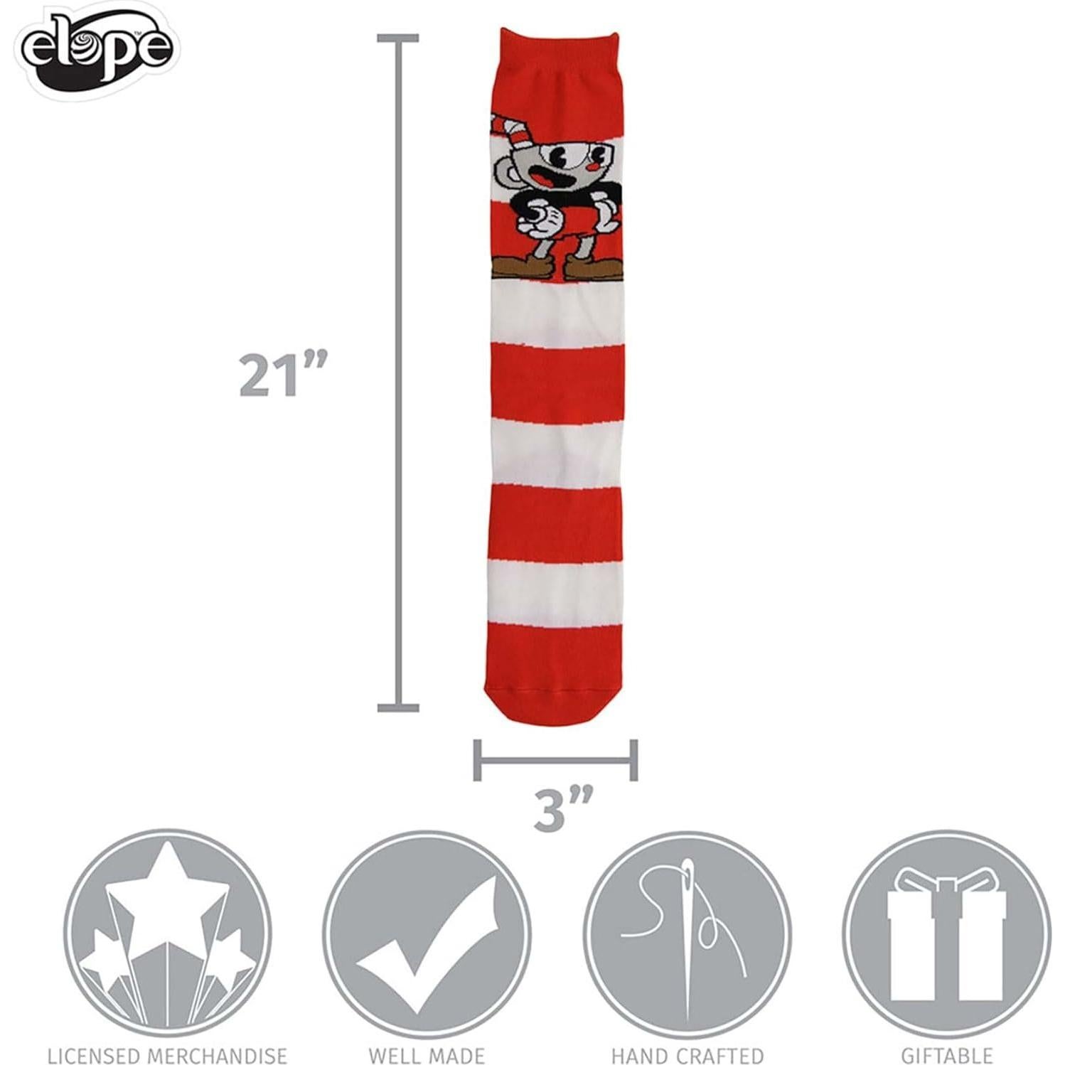 Calcetines altos de rodilla Cuphead y Mugman Elope 45 cm