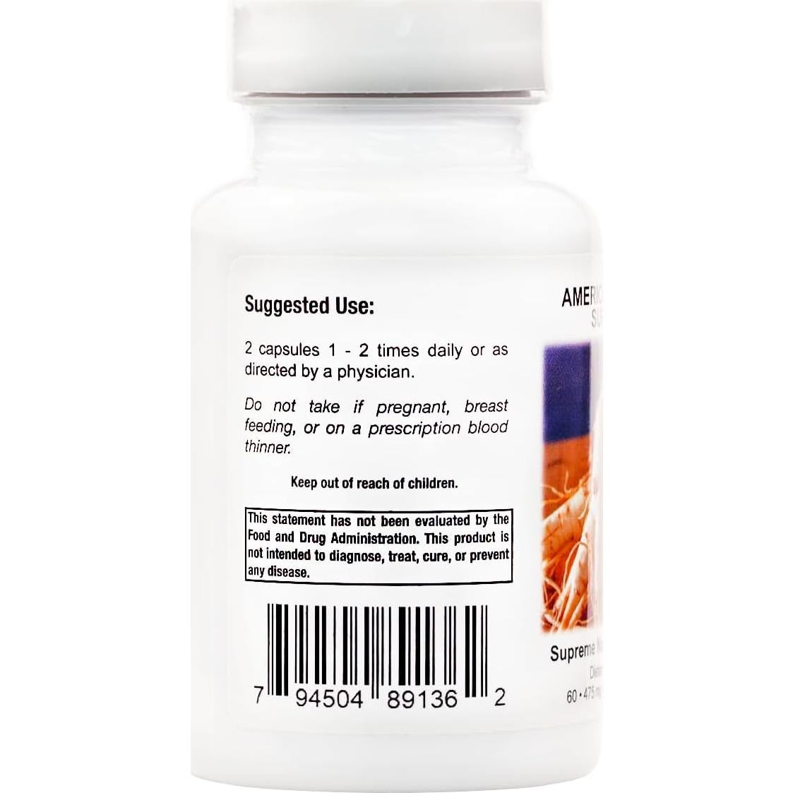 Cápsulas de Ginseng Americano Nutrición Suprema 60 Unidades