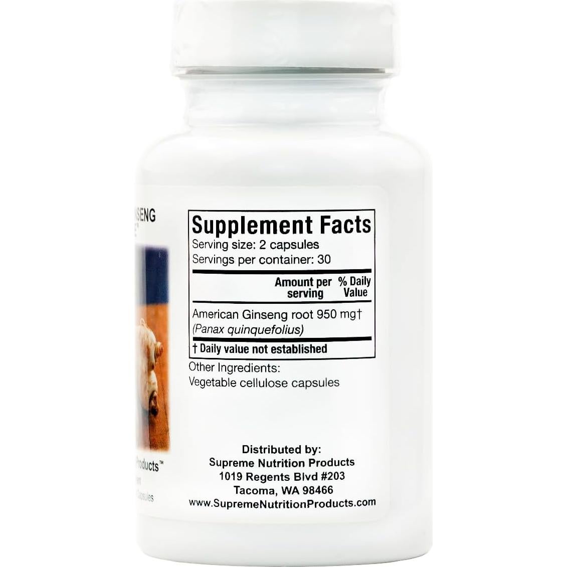 Cápsulas de Ginseng Americano Nutrición Suprema 60 Unidades