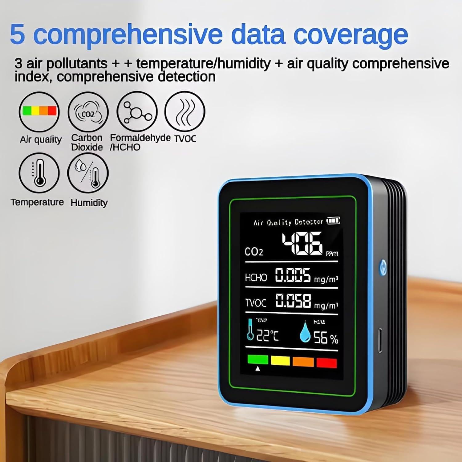Monitor de Calidad del Aire 5 en 1 RISOON ZN-MT25 Portátil