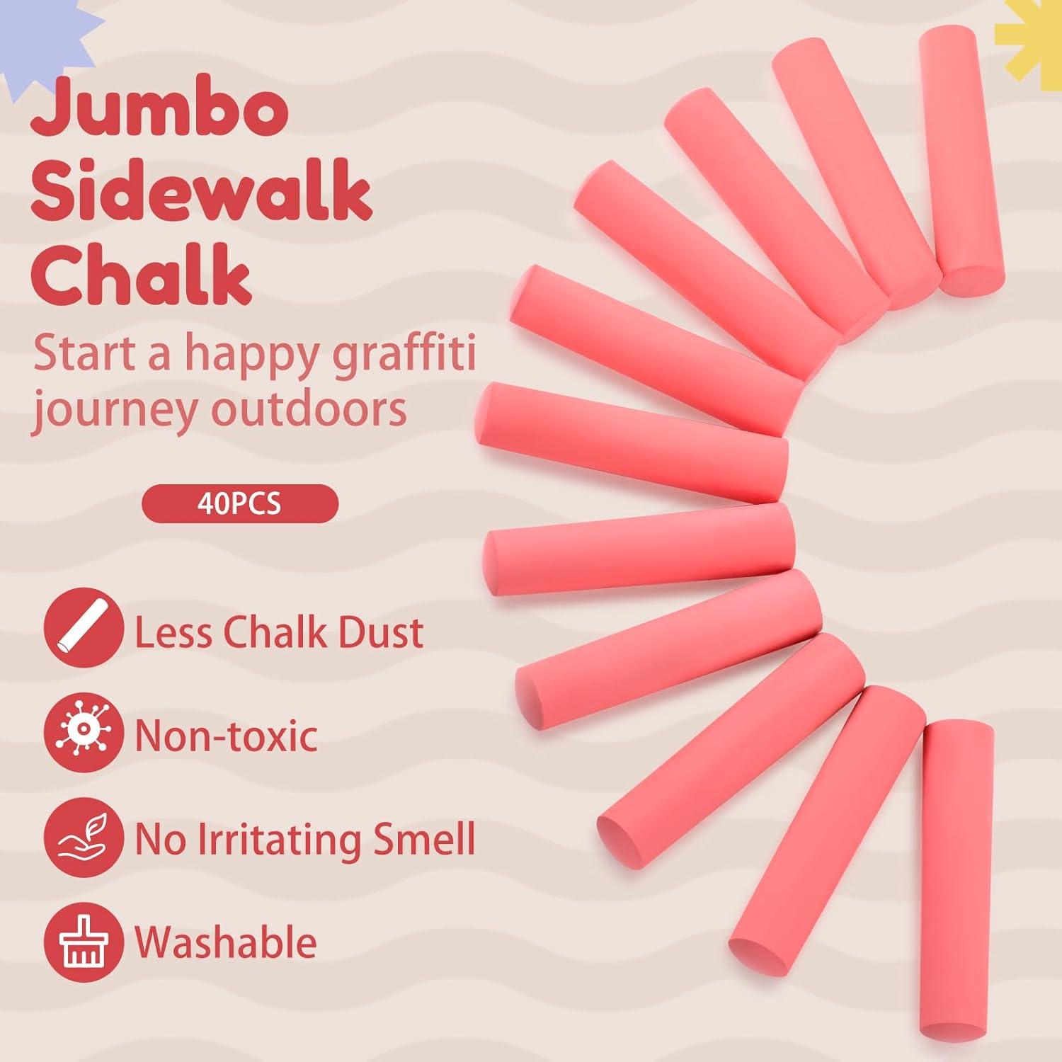 Tiza de Acera Jumbo Fulmoon 40 Pcs No Tóxica Lavable