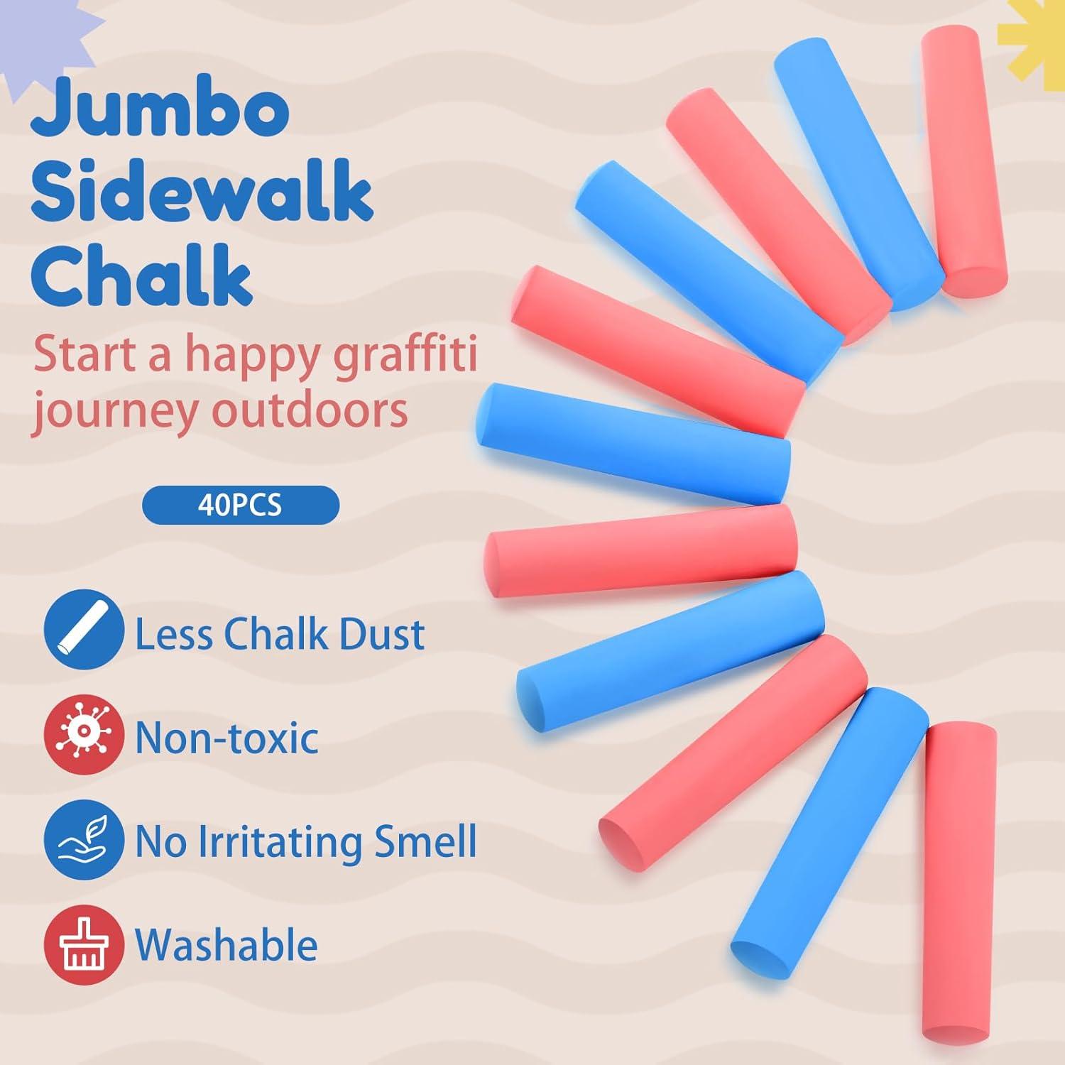 Tiza de Acera Jumbo Fulmoon 40 Pcs Lavable No Tóxica