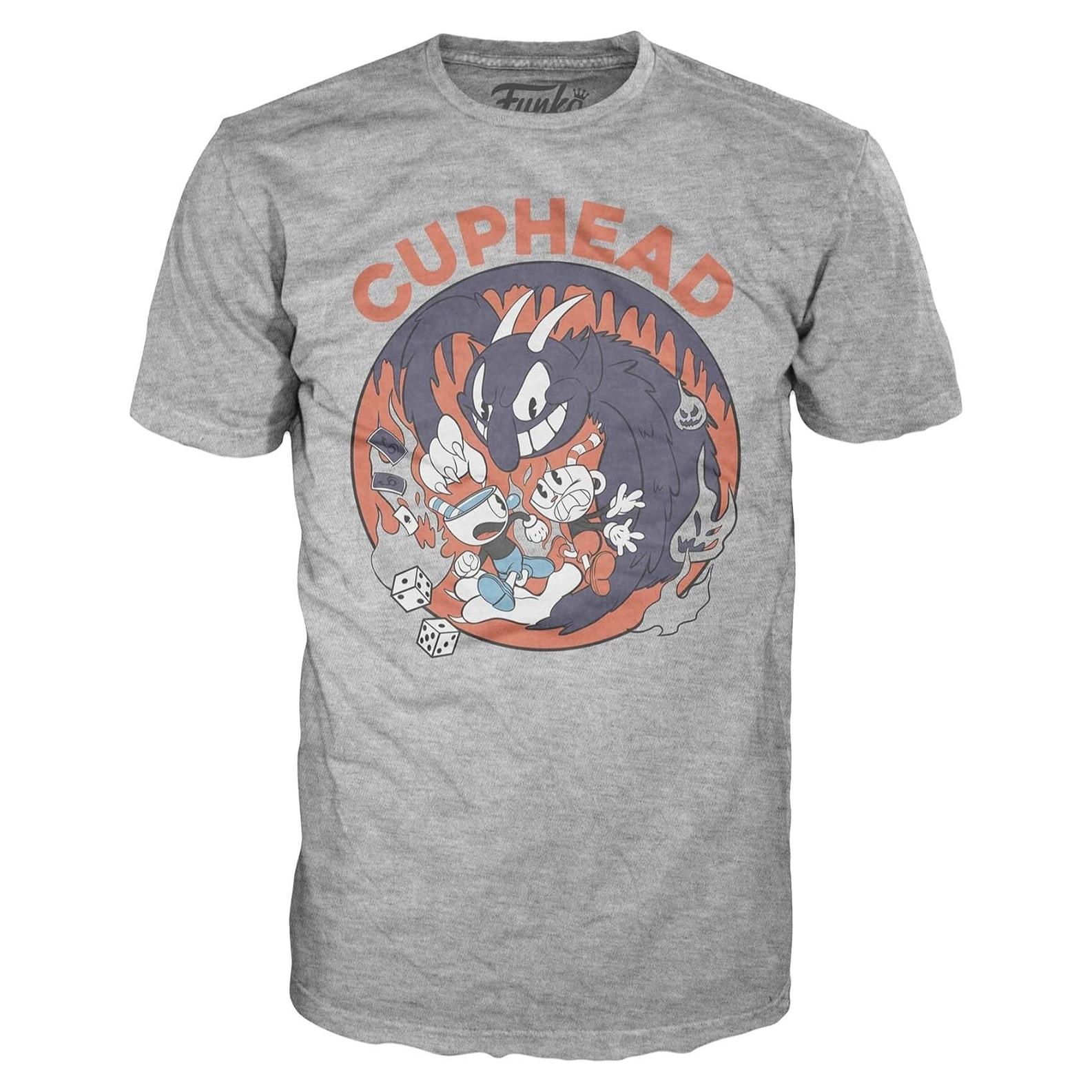 Camiseta de Hombre Funko Cuphead 100% Algodón Gris XX-Large