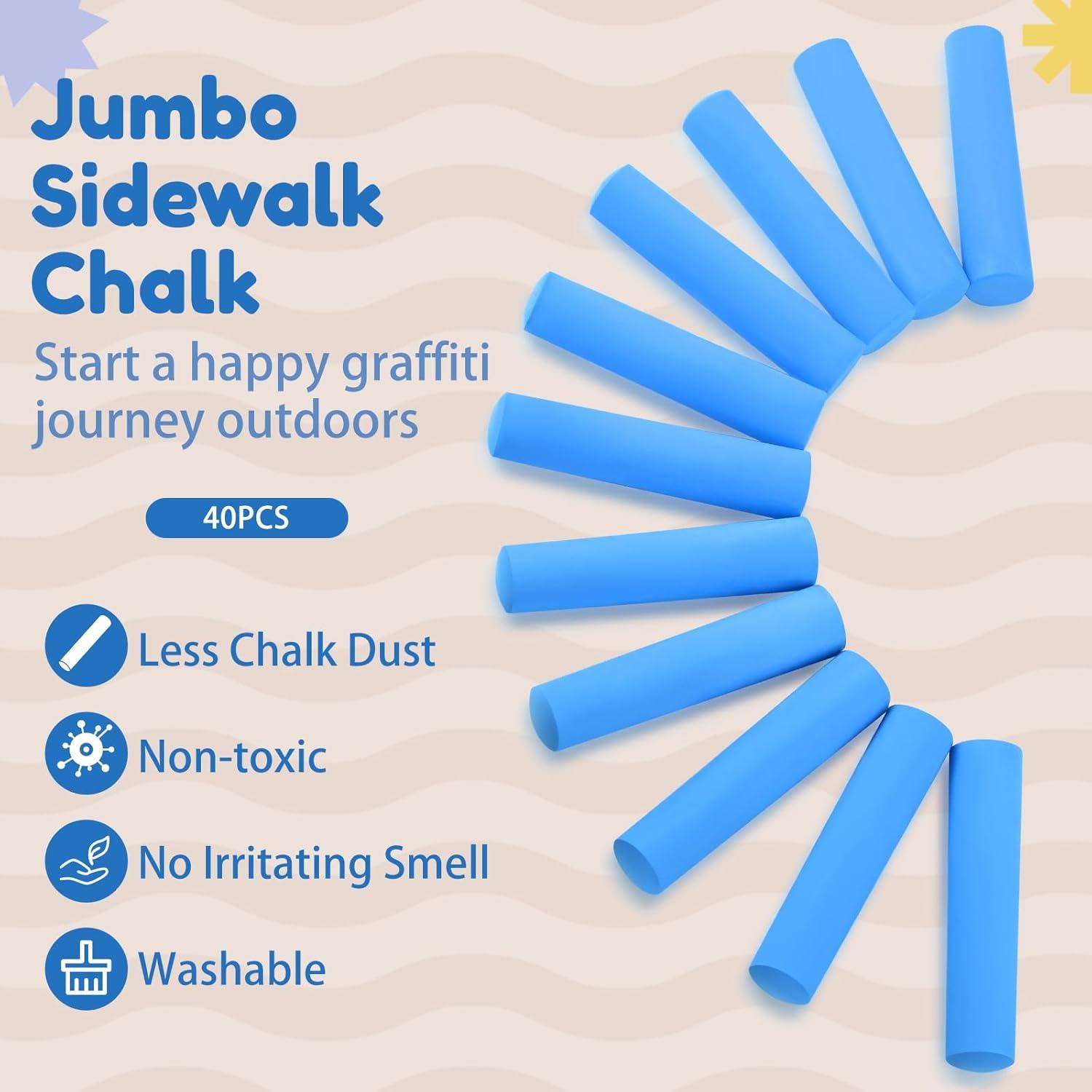 Tiza de Acera Jumbo Fulmoon 40 Pcs No Tóxica Lavable