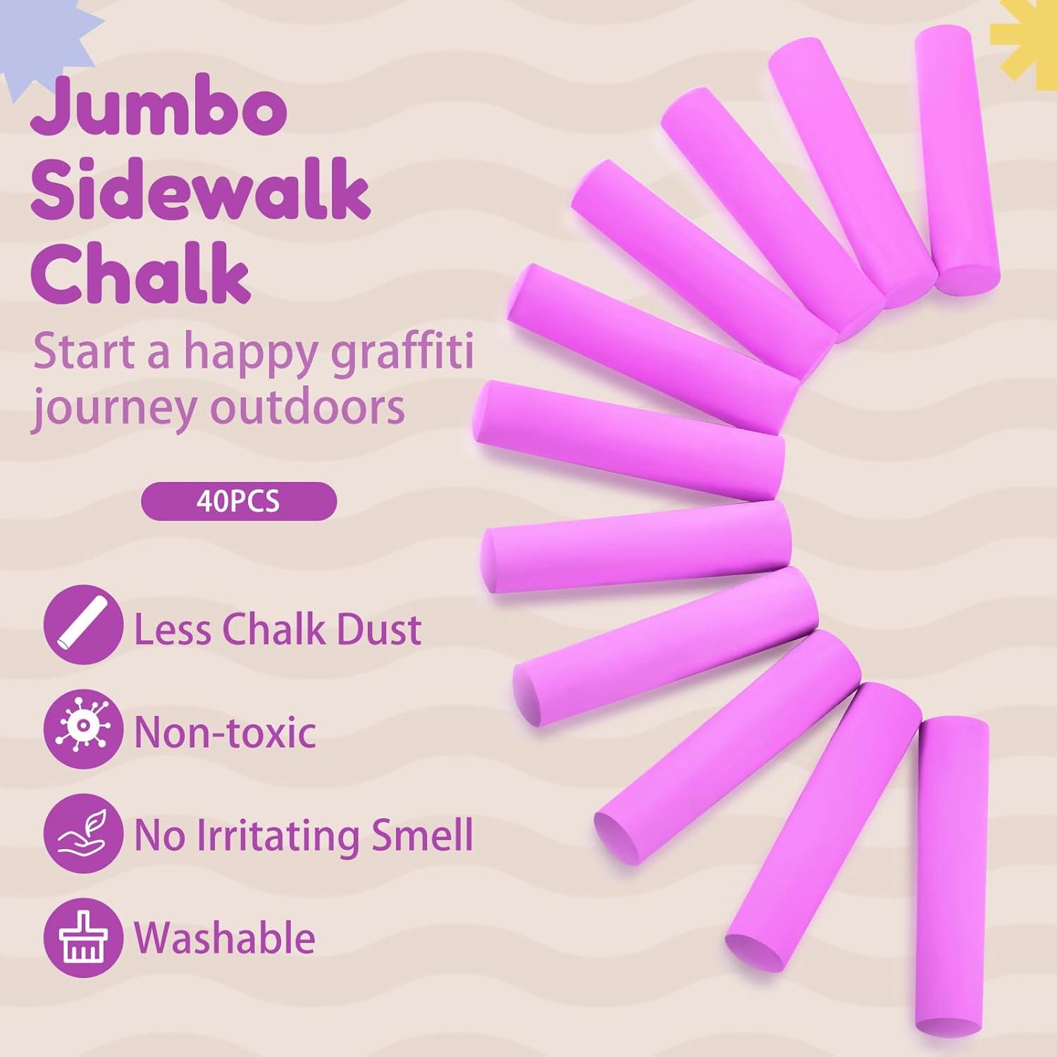 Tiza de Acera Jumbo Fulmoon 40 Pcs Lavable No Tóxica