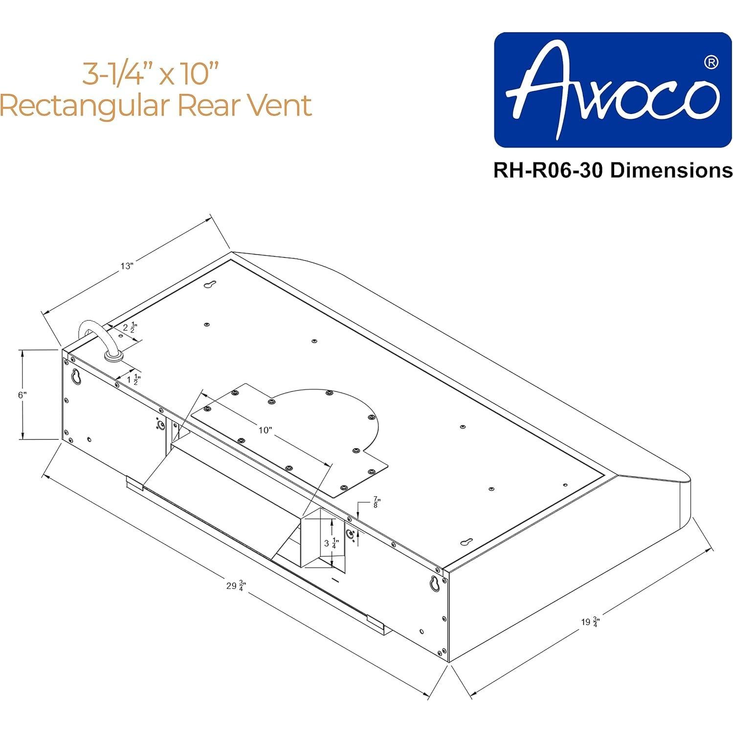 Campana de Ventilación Bajo Gabinete Awoco RH-R06-30 76.2 cm