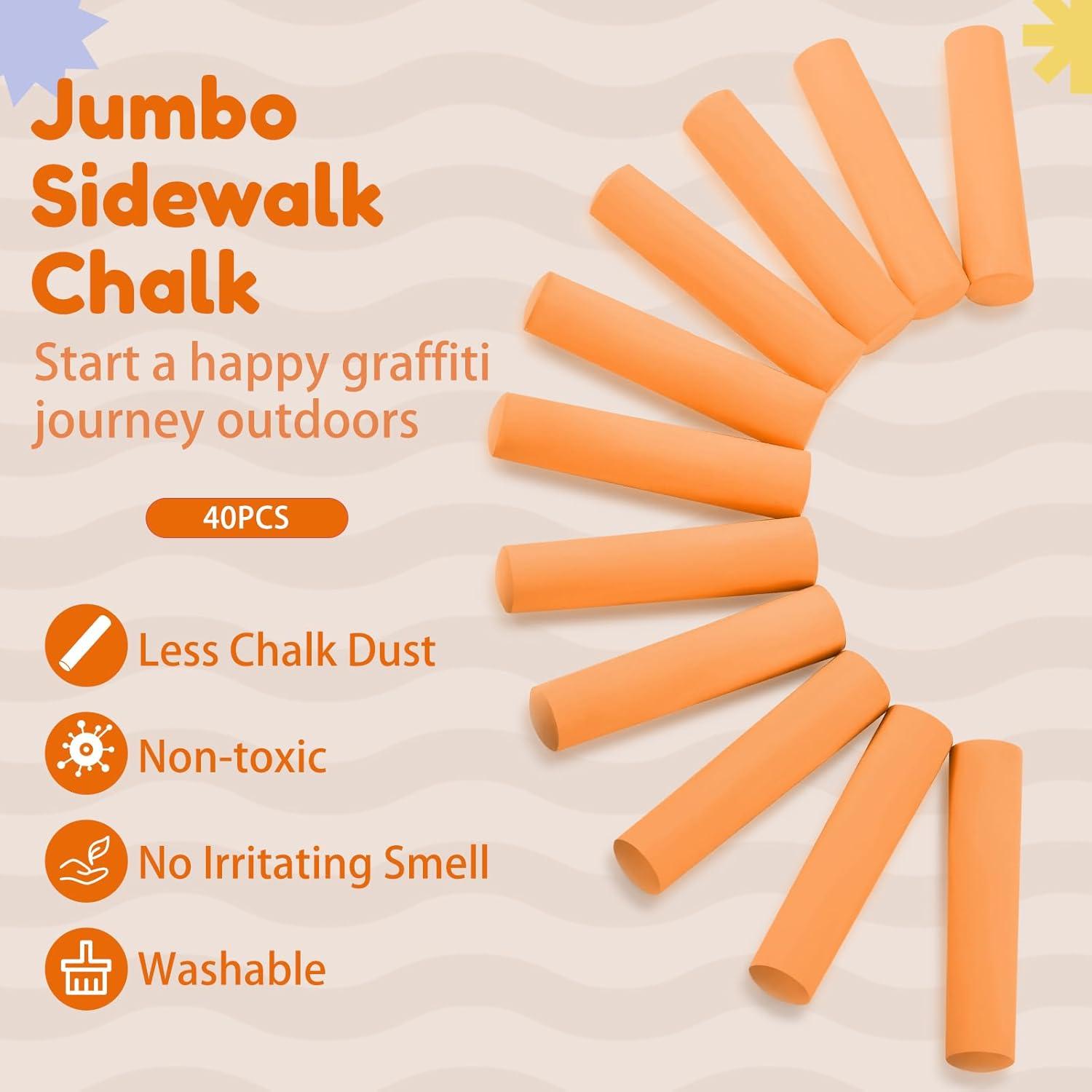 Tiza de Acera Jumbo Fulmoon 40 Pcs No Tóxica Lavable