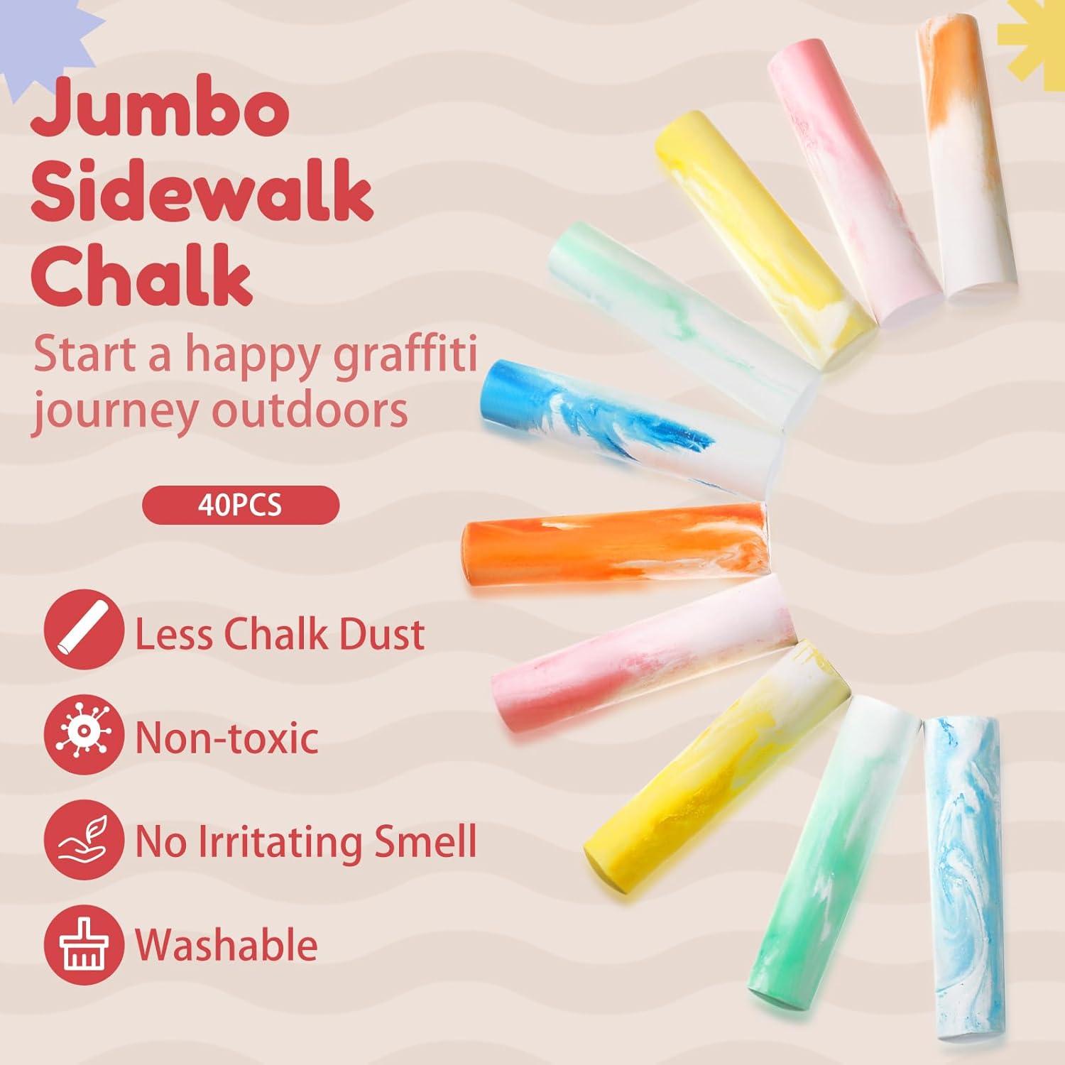 Tiza de Acera Jumbo Fulmoon 40 Pcs No Tóxica Lavable