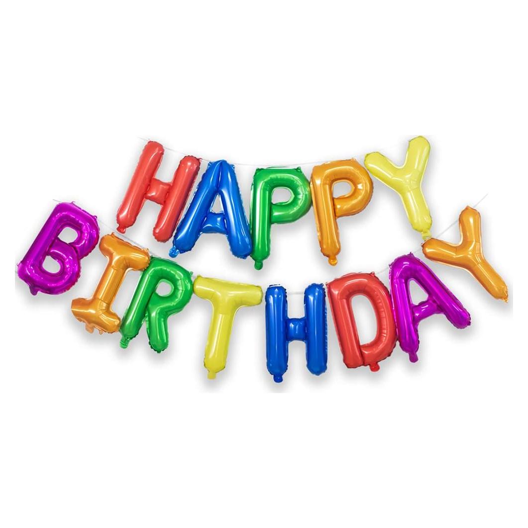Banner de Globos de Cumpleaños Arcoíris KALOR 16" Reutilizables