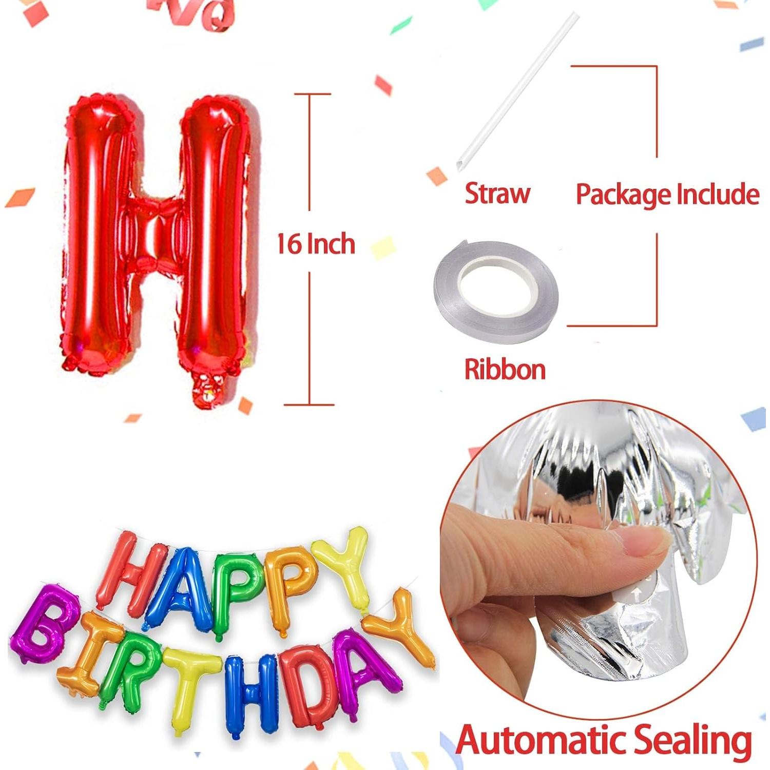 Banner de Globos de Cumpleaños Arcoíris KALOR 16" Reutilizables