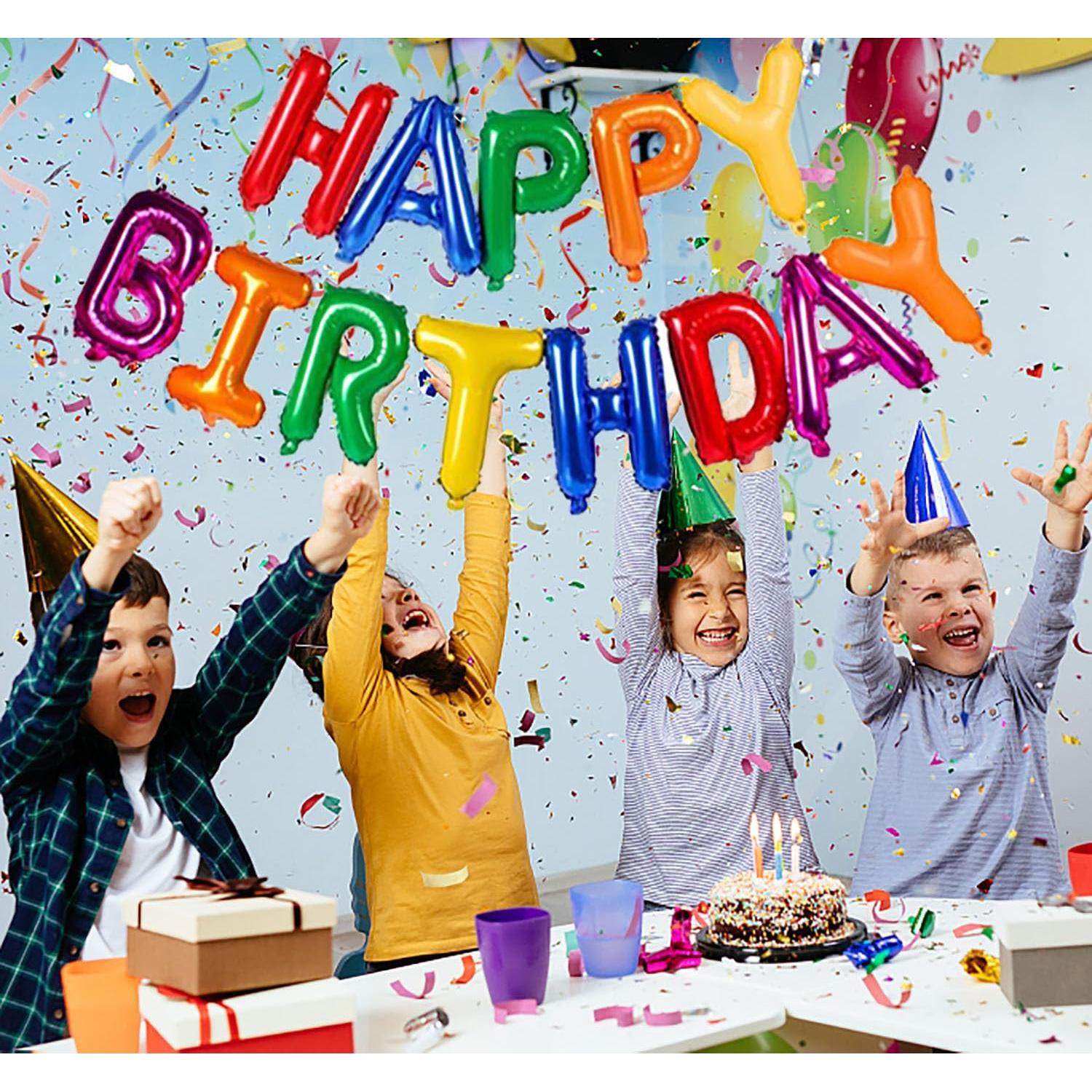 Banner de Globos de Cumpleaños Arcoíris KALOR 16" Reutilizables