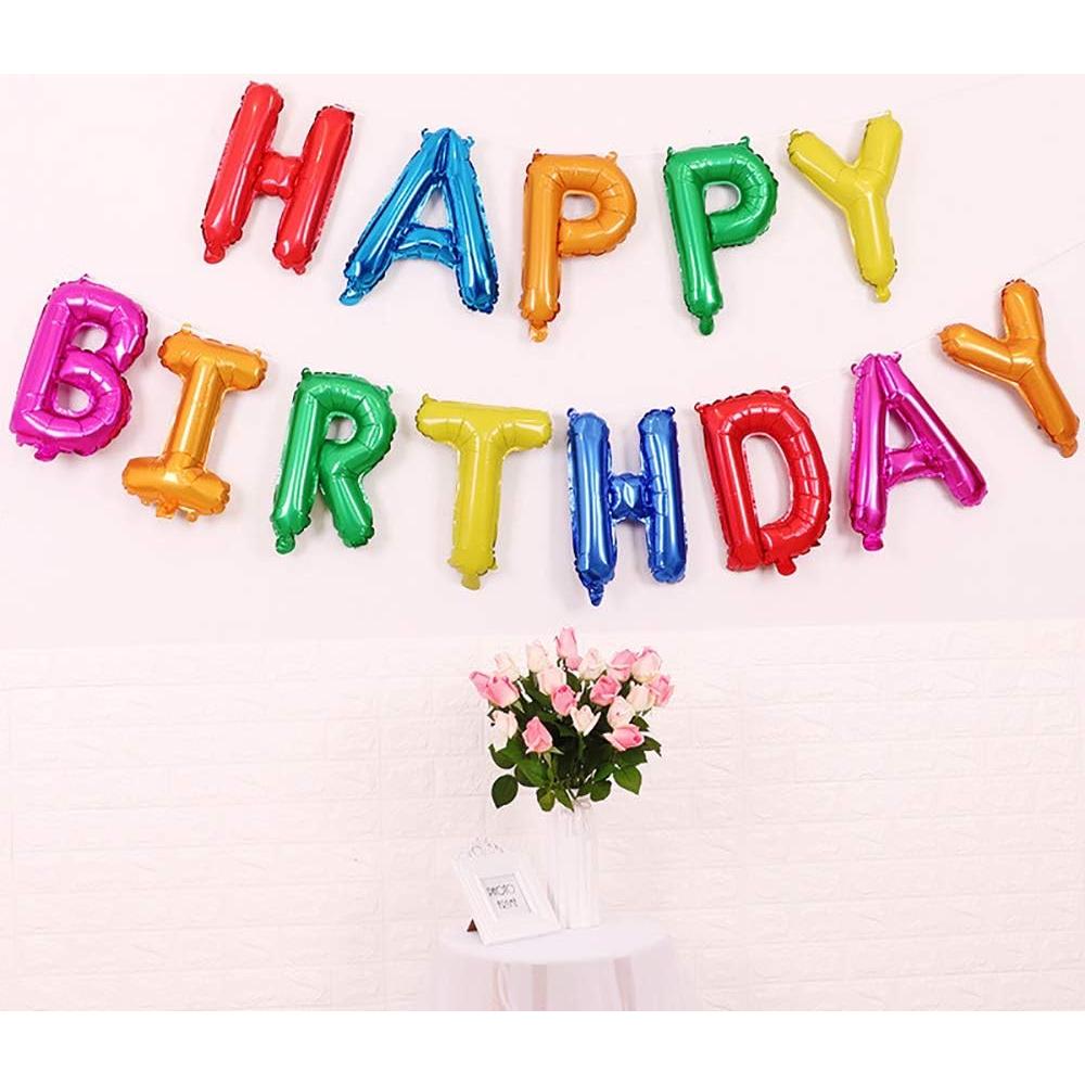 Banner de Globos de Cumpleaños Arcoíris KALOR 16" Reutilizables