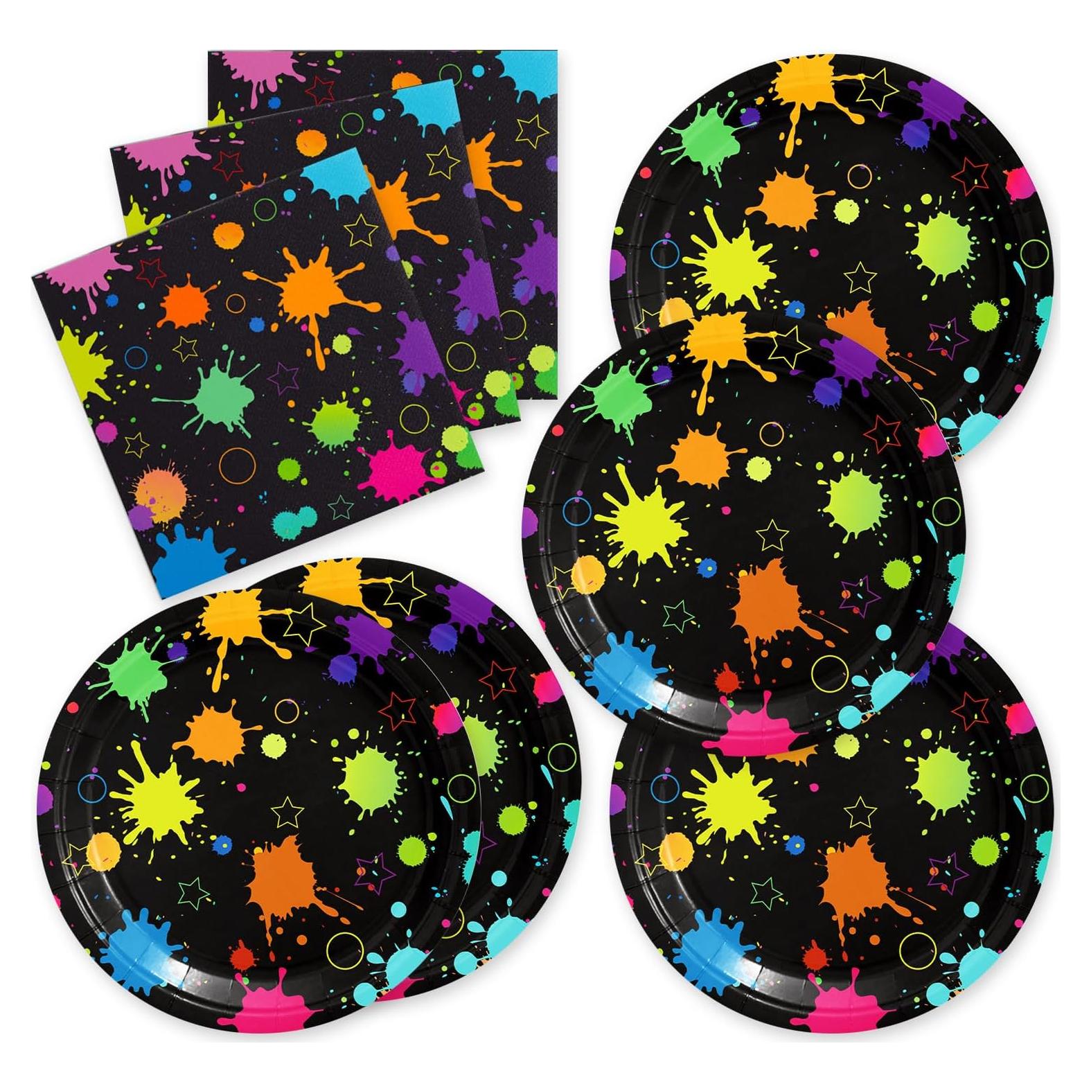 Juego de Vajilla de Fiesta Neón ACIYHN 40 Piezas Brillantes