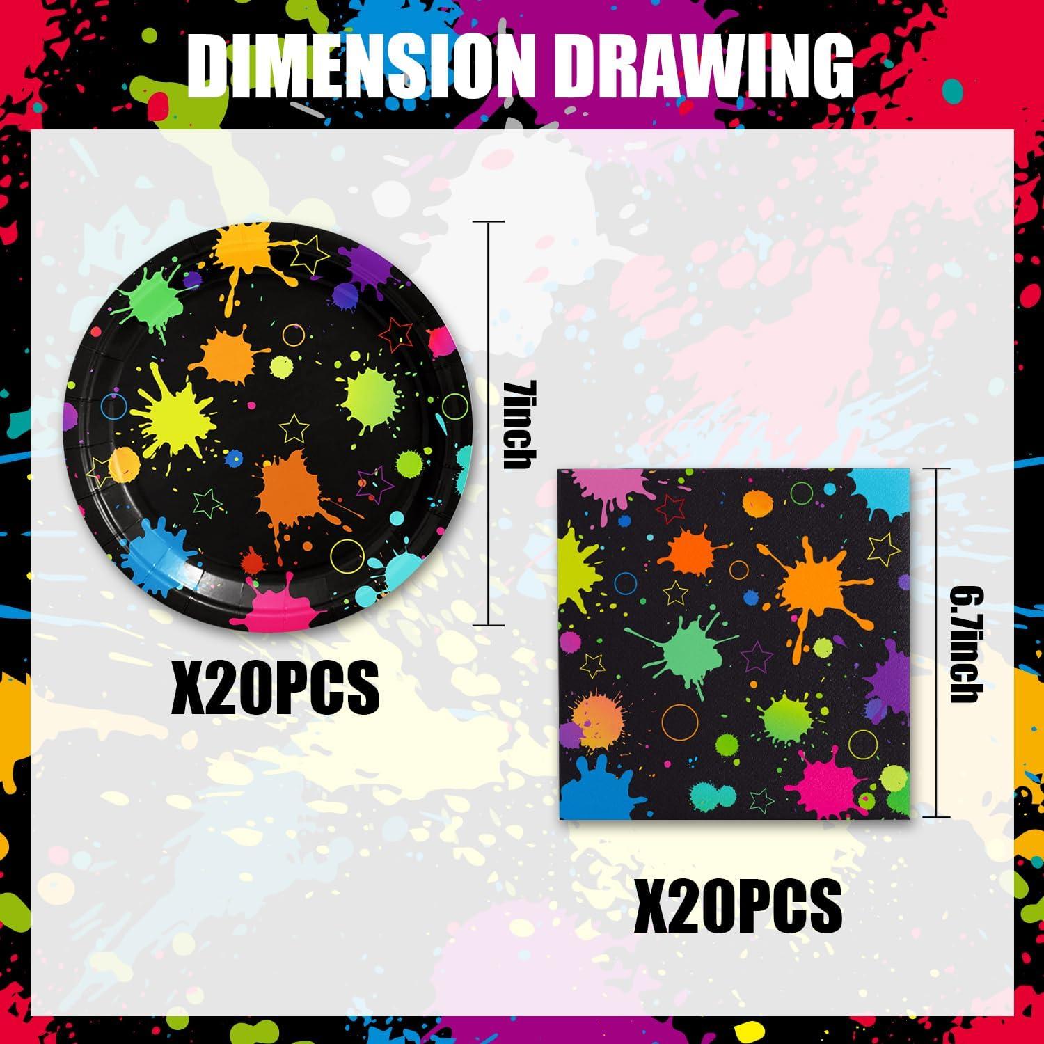 Juego de Vajilla de Fiesta Neón ACIYHN 40 Piezas Brillantes