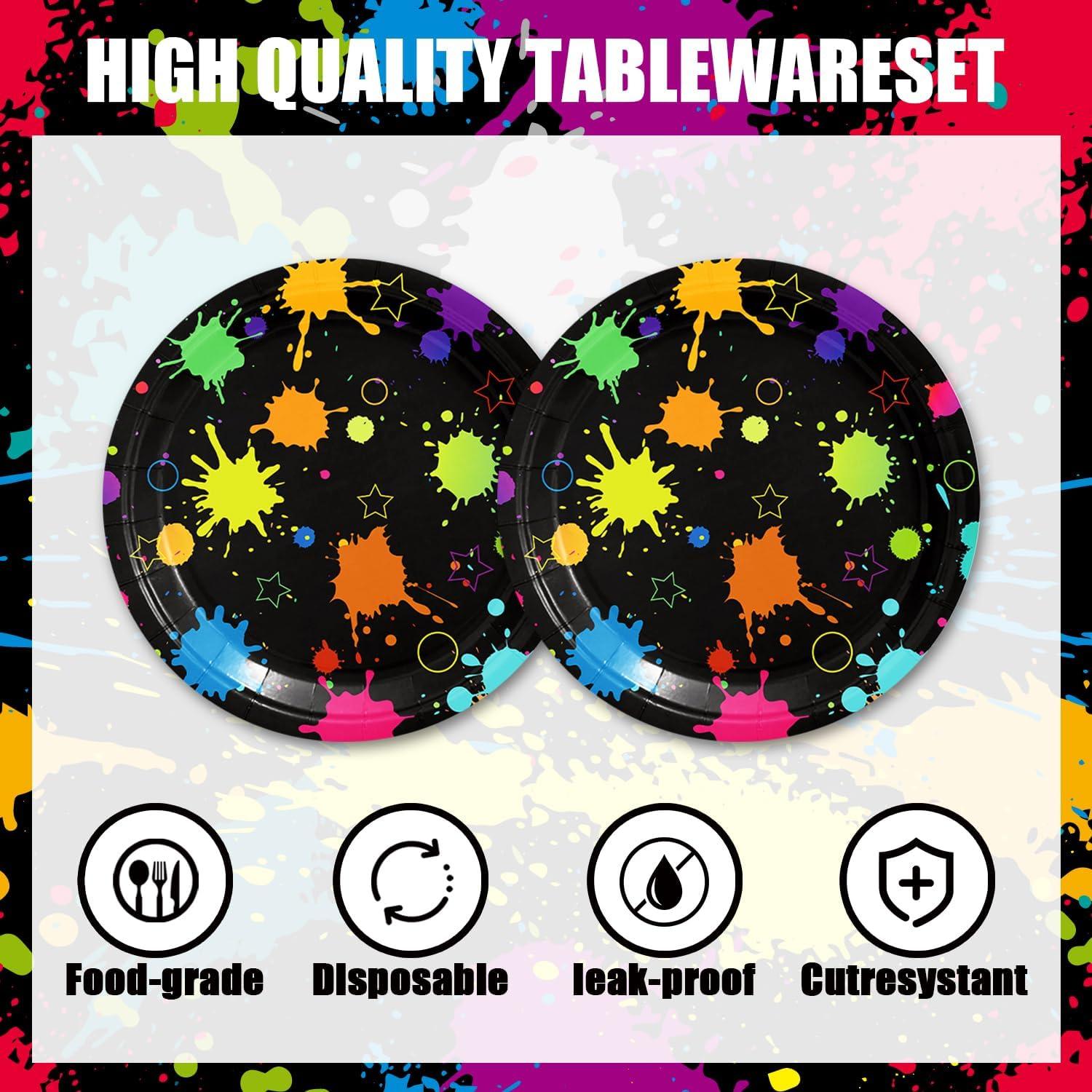 Juego de Vajilla de Fiesta Neón ACIYHN 40 Piezas Brillantes