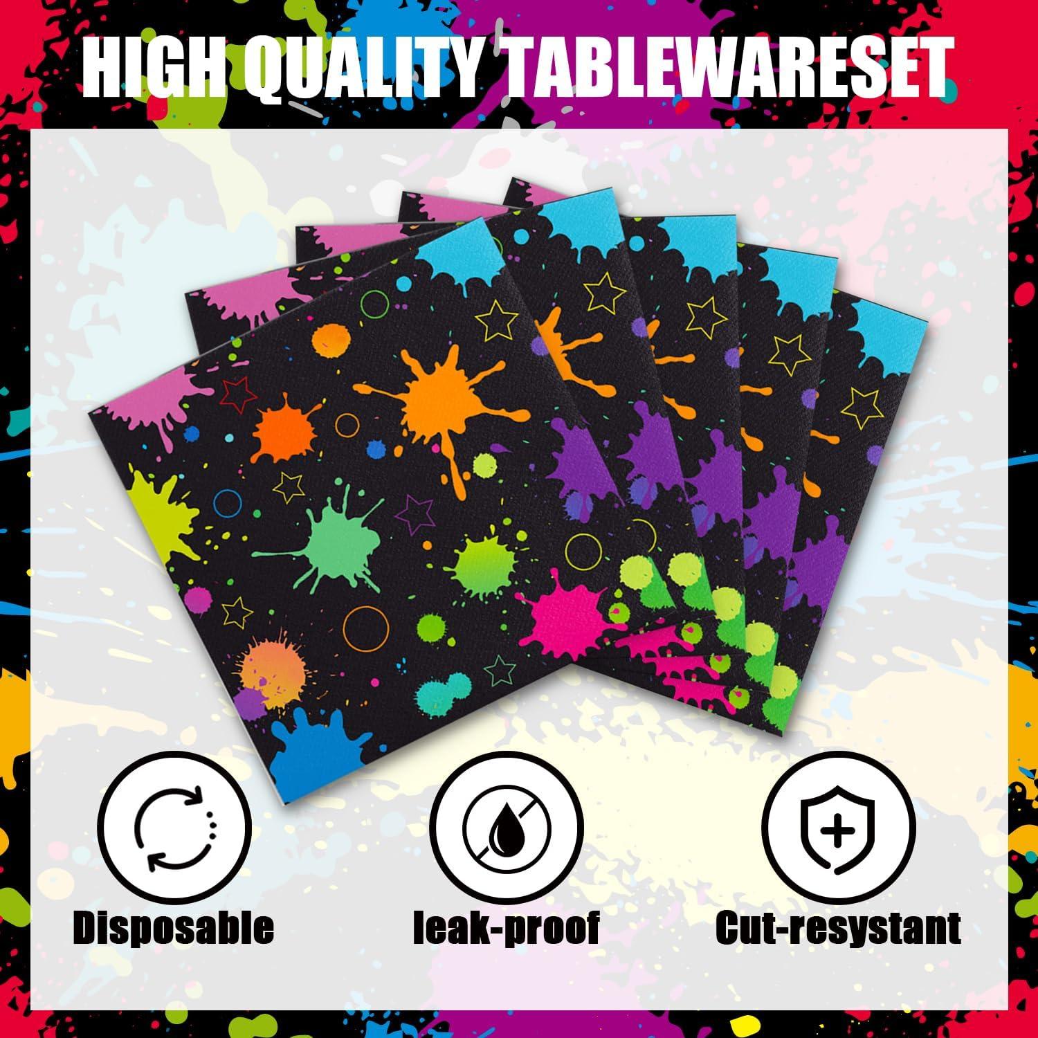 Juego de Vajilla de Fiesta Neón ACIYHN 40 Piezas Brillantes