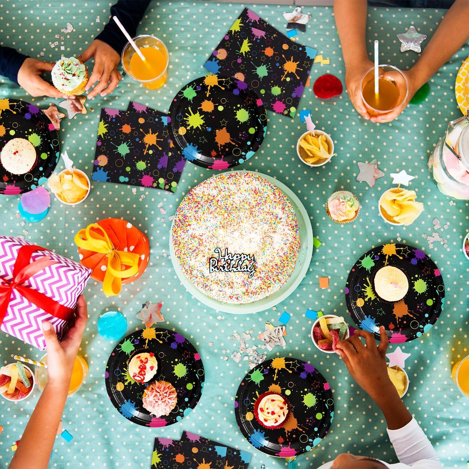 Juego de Vajilla de Fiesta Neón ACIYHN 40 Piezas Brillantes