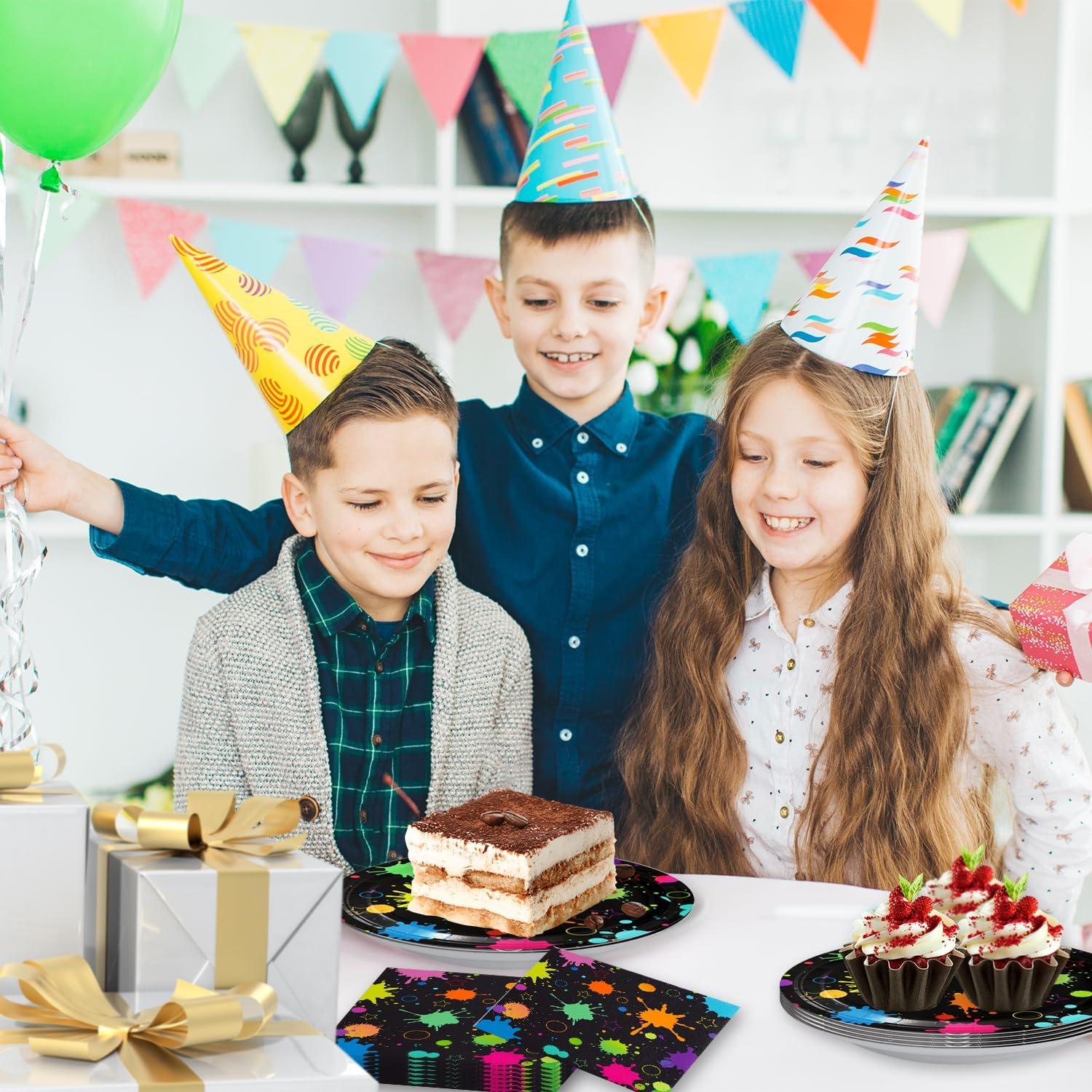 Juego de Vajilla de Fiesta Neón ACIYHN 40 Piezas Brillantes