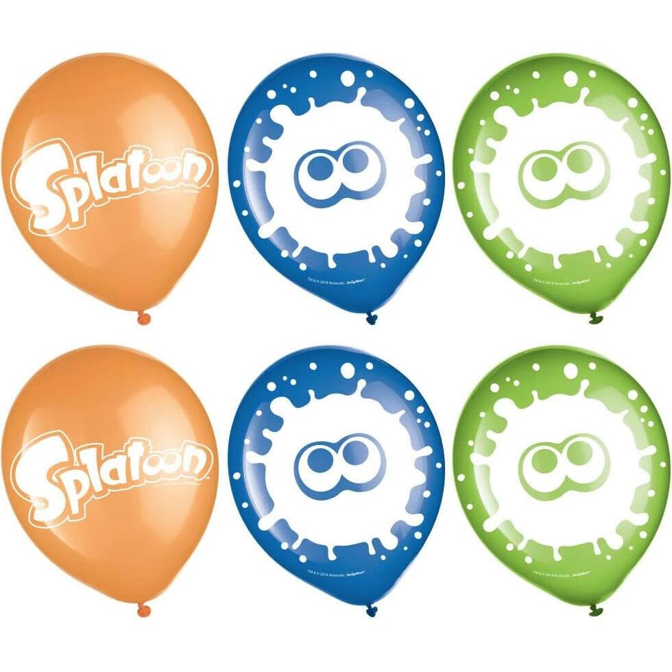 Globos de látex temáticos Splatoon - Amscan - Paquete de 6
