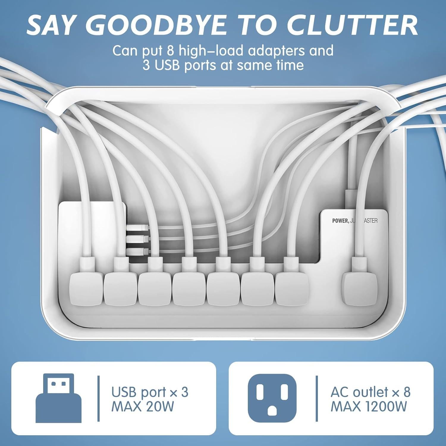 Regleta Redagod 8 Salidas 3 USB 2m con Caja Organizador