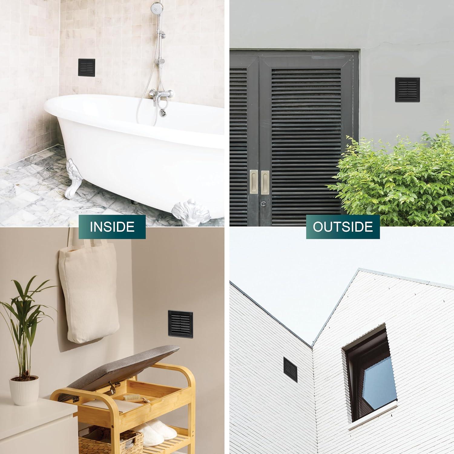 Rejilla de Ventilación Cuadrada ECOPRO VENT 100mm x 100mm Negra