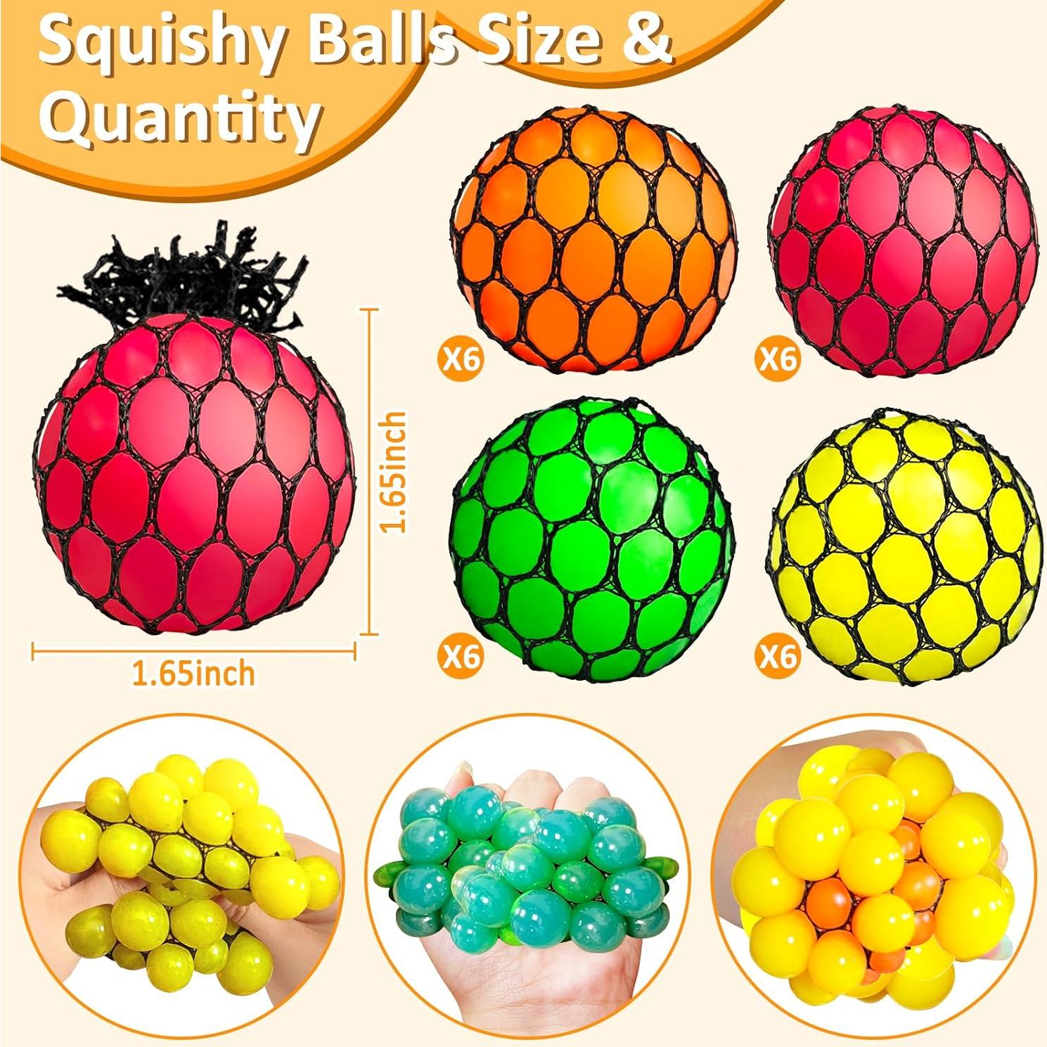 Juego de 24 Pelotas Antiestrés AMENON Multicolor 4.19 cm