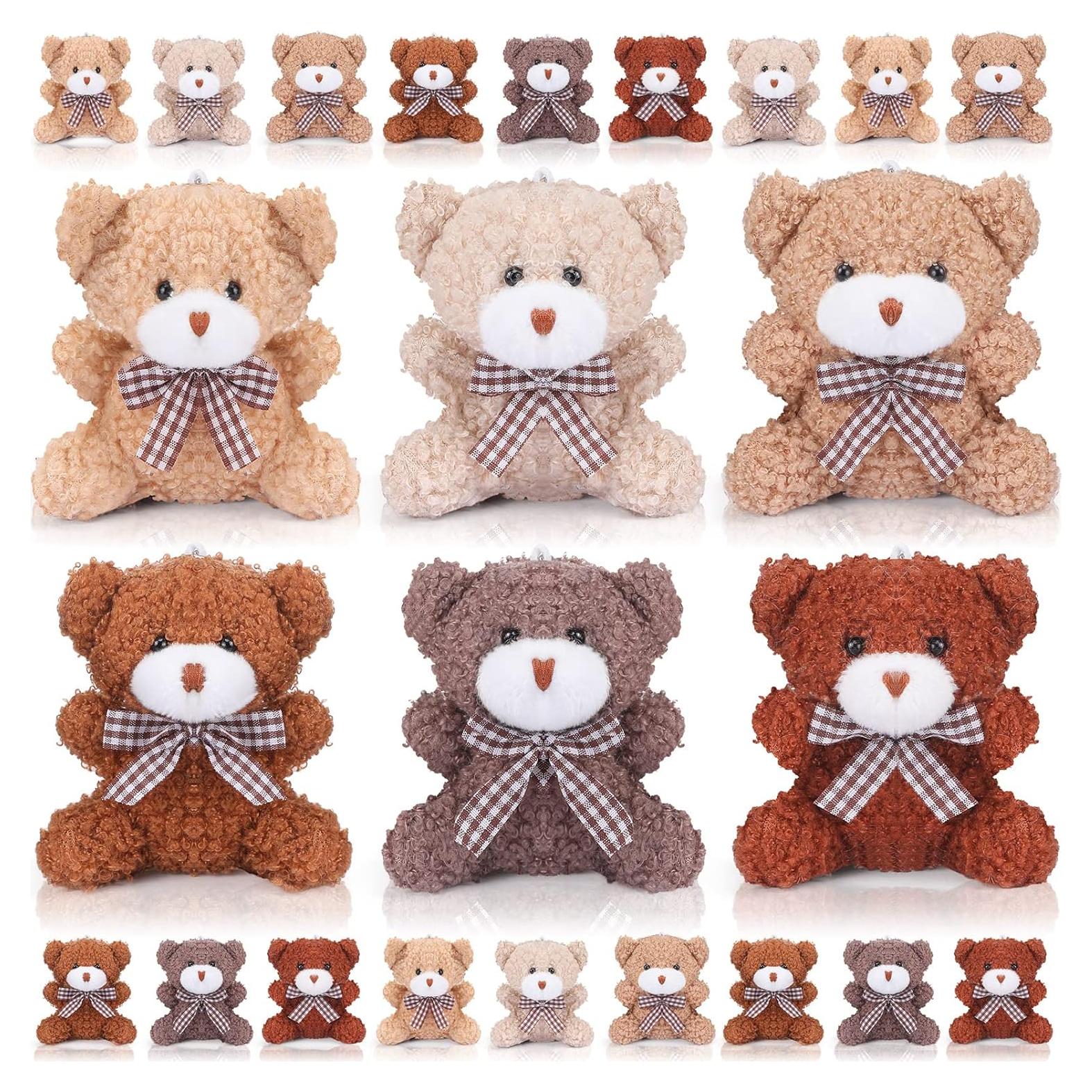 Paquete de 24 Mini Osos de Peluche Aoriher 8 cm Colores Variados