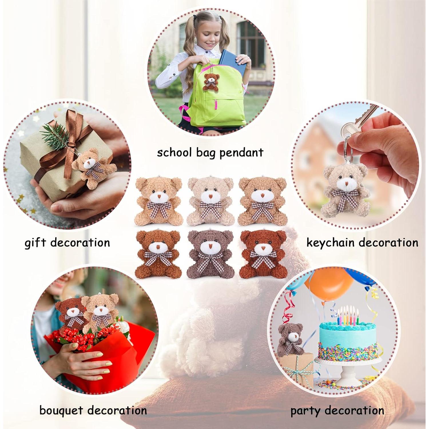 Paquete de 24 Mini Osos de Peluche Aoriher 8 cm Colores Variados