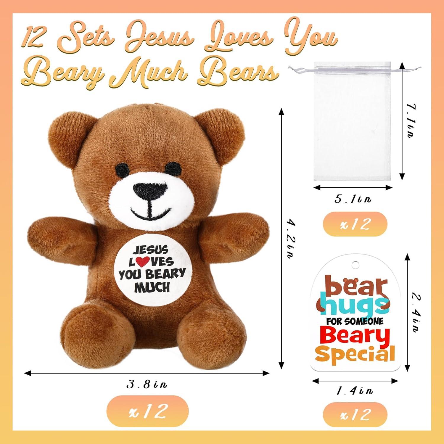 12 Ositos de Peluche Jesús Te Ama Mucho 10.7 cm Regalos