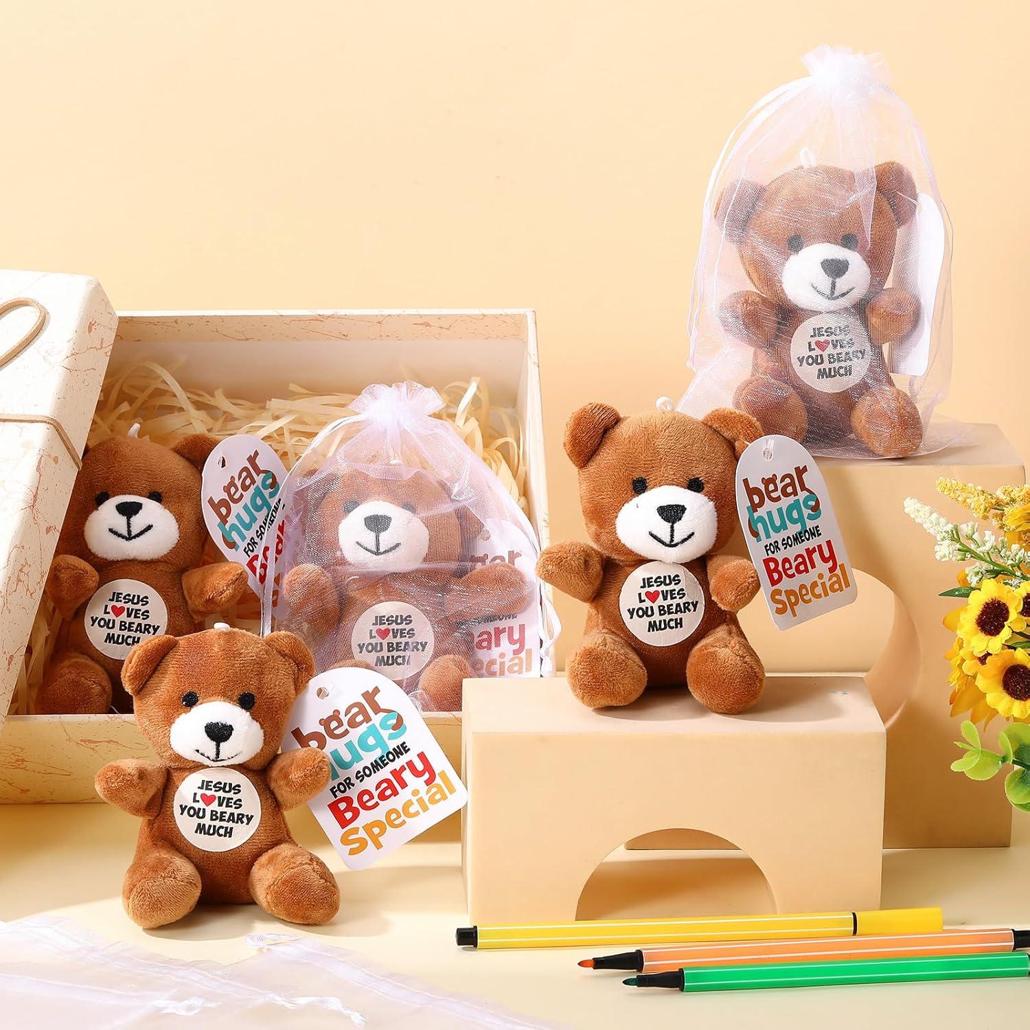 12 Ositos de Peluche Jesús Te Ama Mucho 10.7 cm Regalos