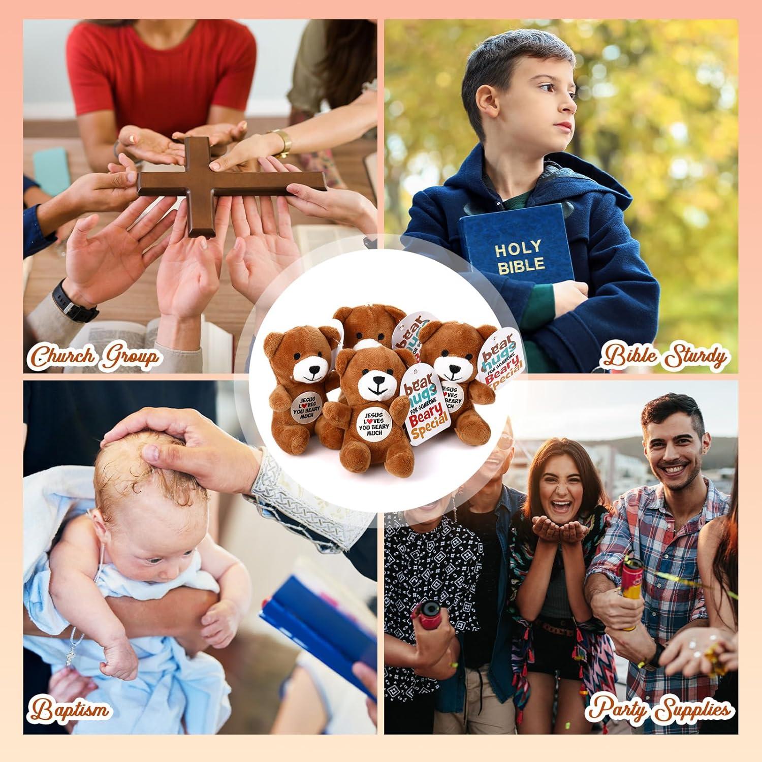 12 Ositos de Peluche Jesús Te Ama Mucho 10.7 cm Regalos