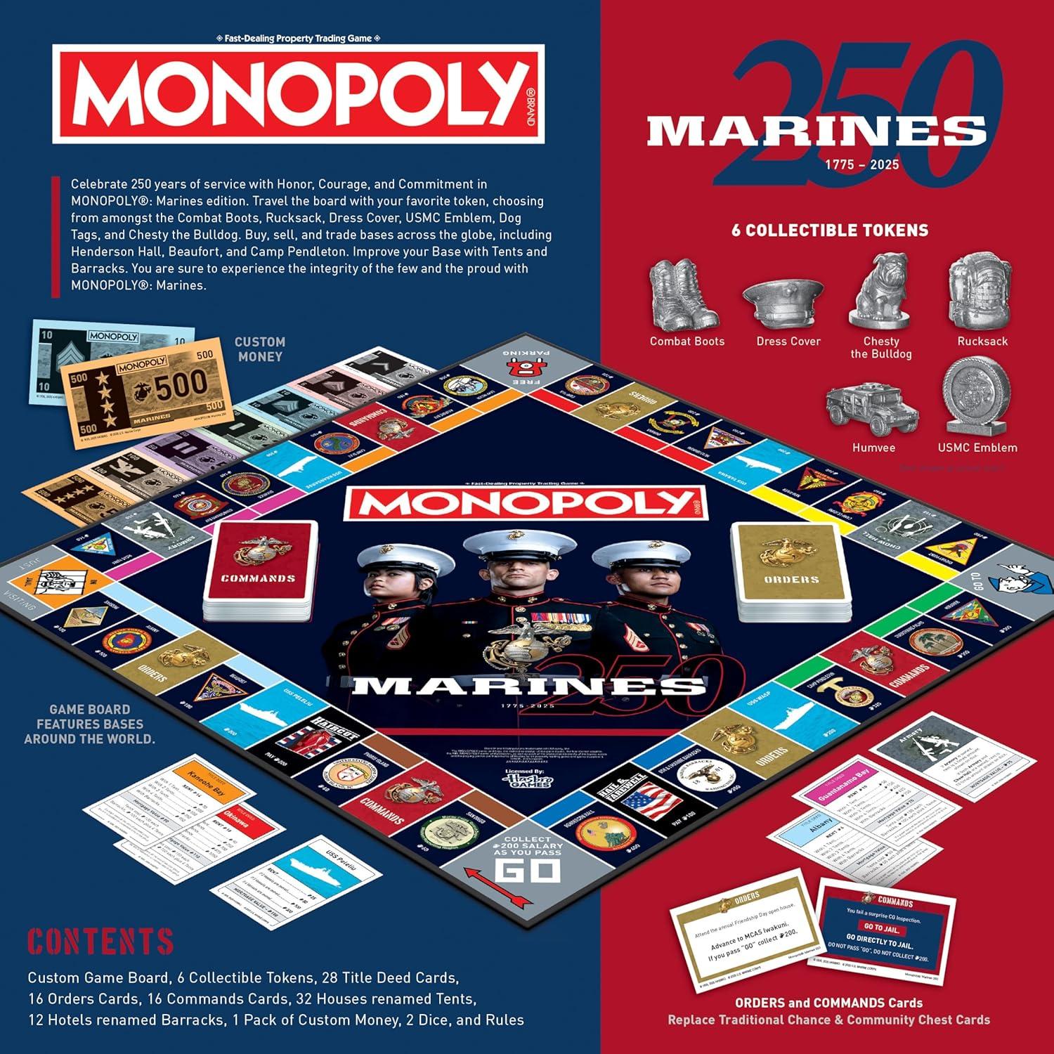 Monopoly Marines 250 Aniversario - Juego de Mesa Oficial