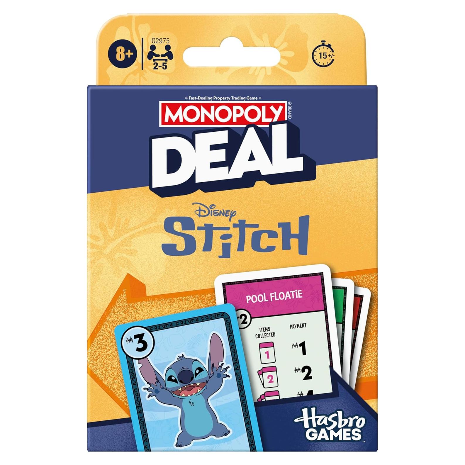 Monopoly Deal Disney Stitch Juego de Cartas 2-5 Jugadores