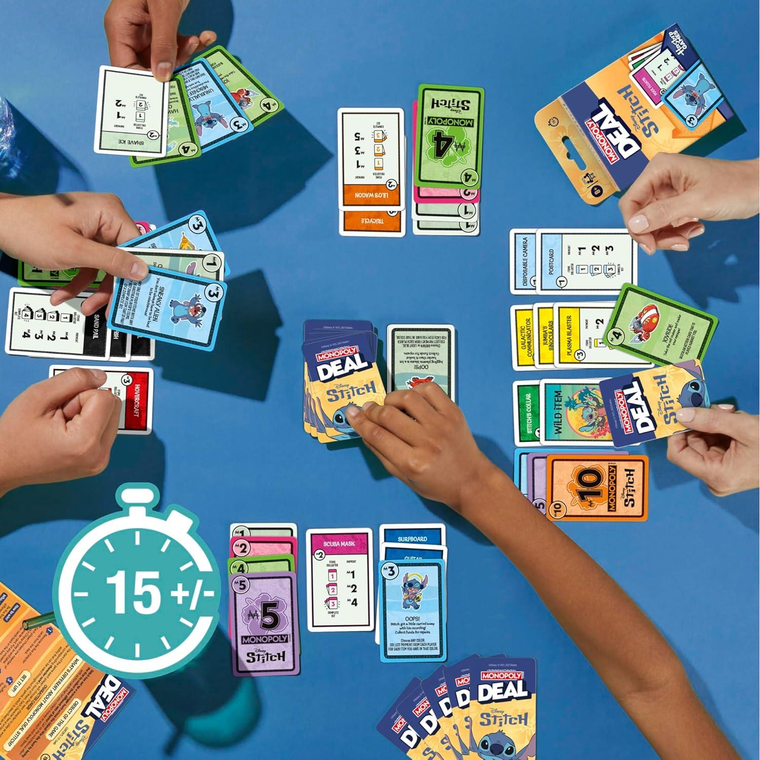 Monopoly Deal Disney Stitch Juego de Cartas 2-5 Jugadores