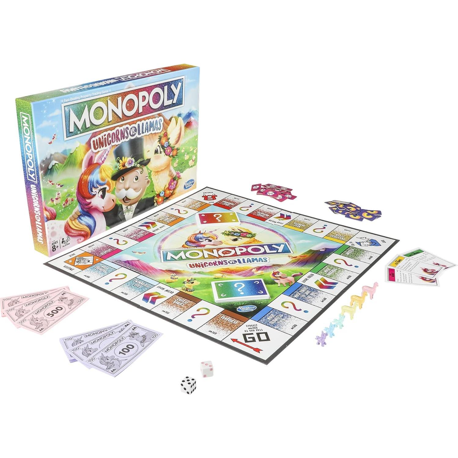 Monopoly Unicornios vs Llamas - Juego de Mesa Hasbro 8+