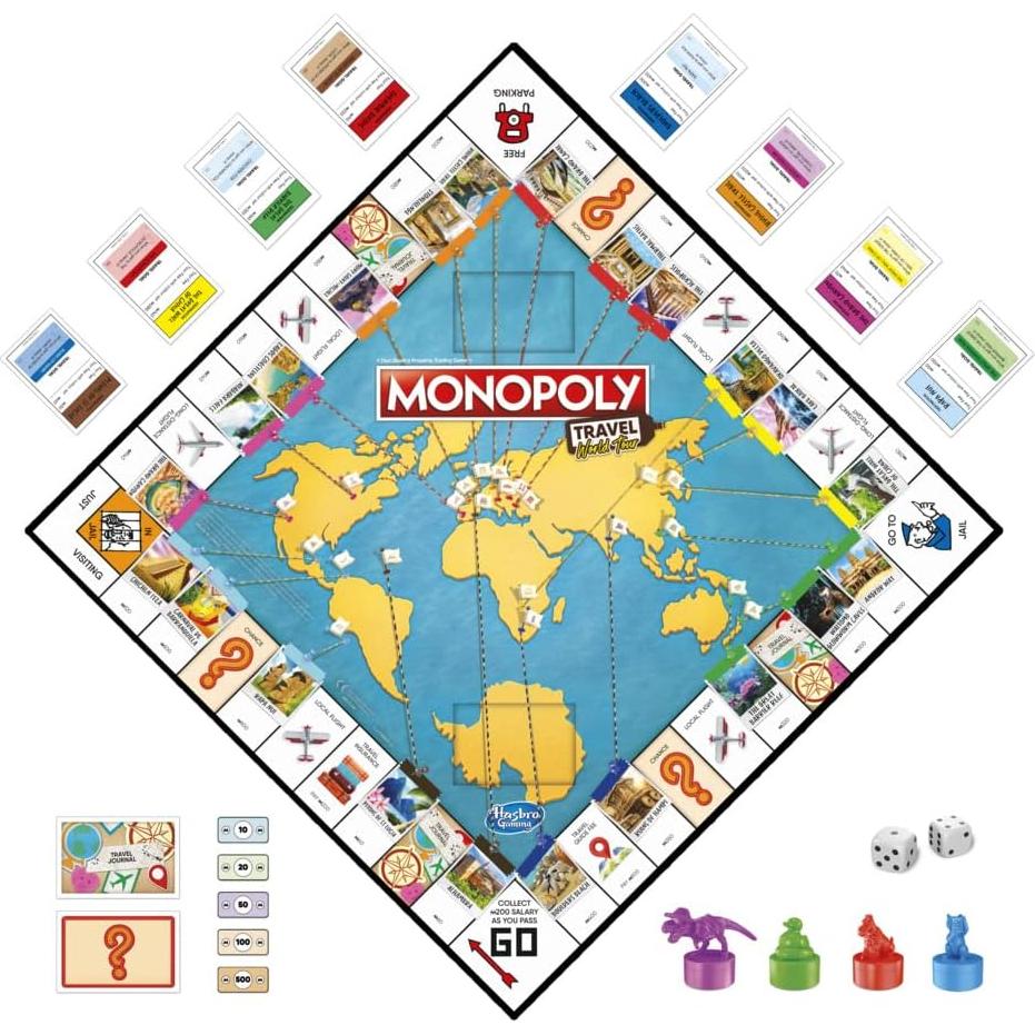 Juego de Mesa Monopoly Viaje Tour Mundial Hasbro 0.8kg
