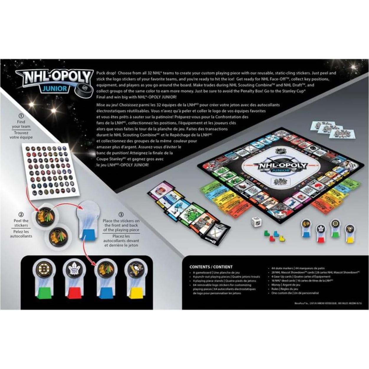 Juego de Mesa NHL Opoly Jr MasterPieces - Para 2-4 Jugadores