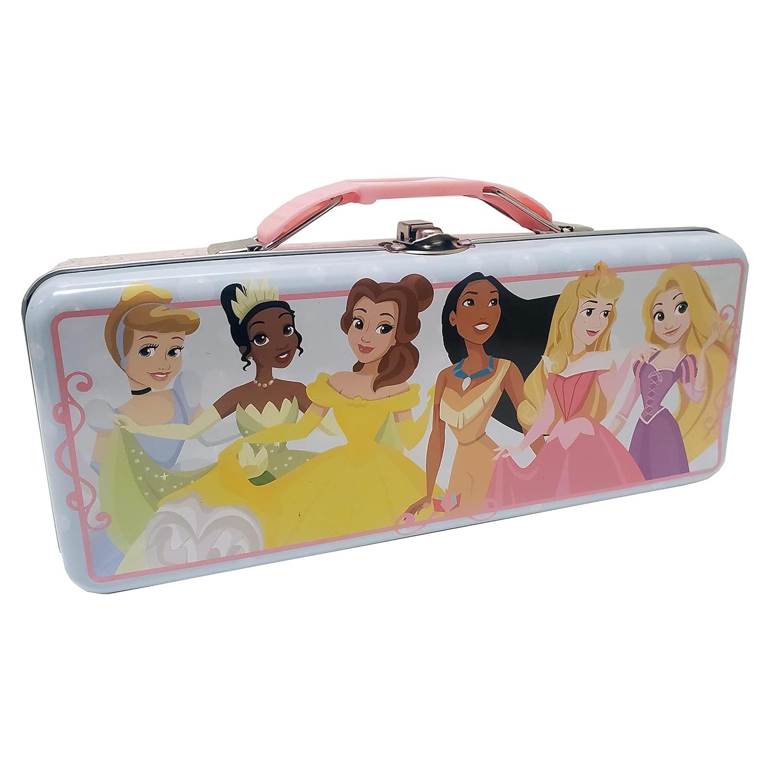 Caja de Lata Rosa Disney Princesa para Lápices y Juguetes