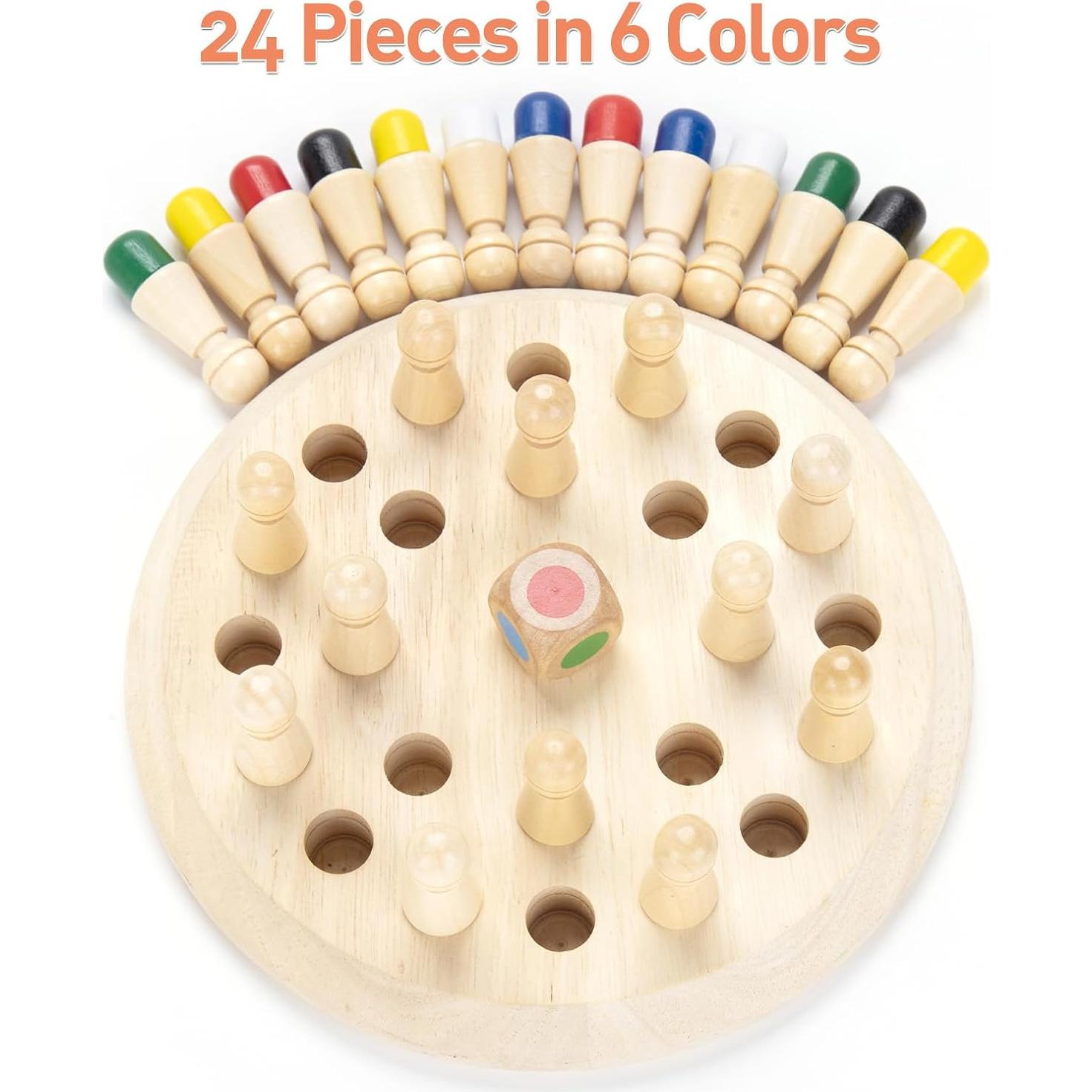 Juego de Memoria de Ajedrez de Madera Hirger 16.8 cm para Niños